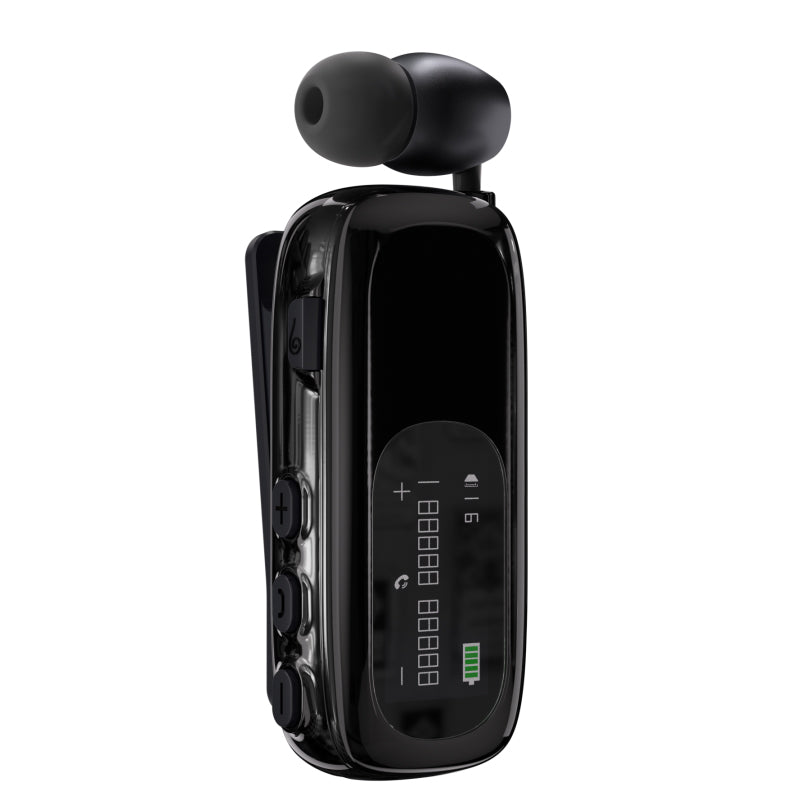 K75 Long Battery Life Business Collar Clip Type Single Ear Bluetooth Earphones