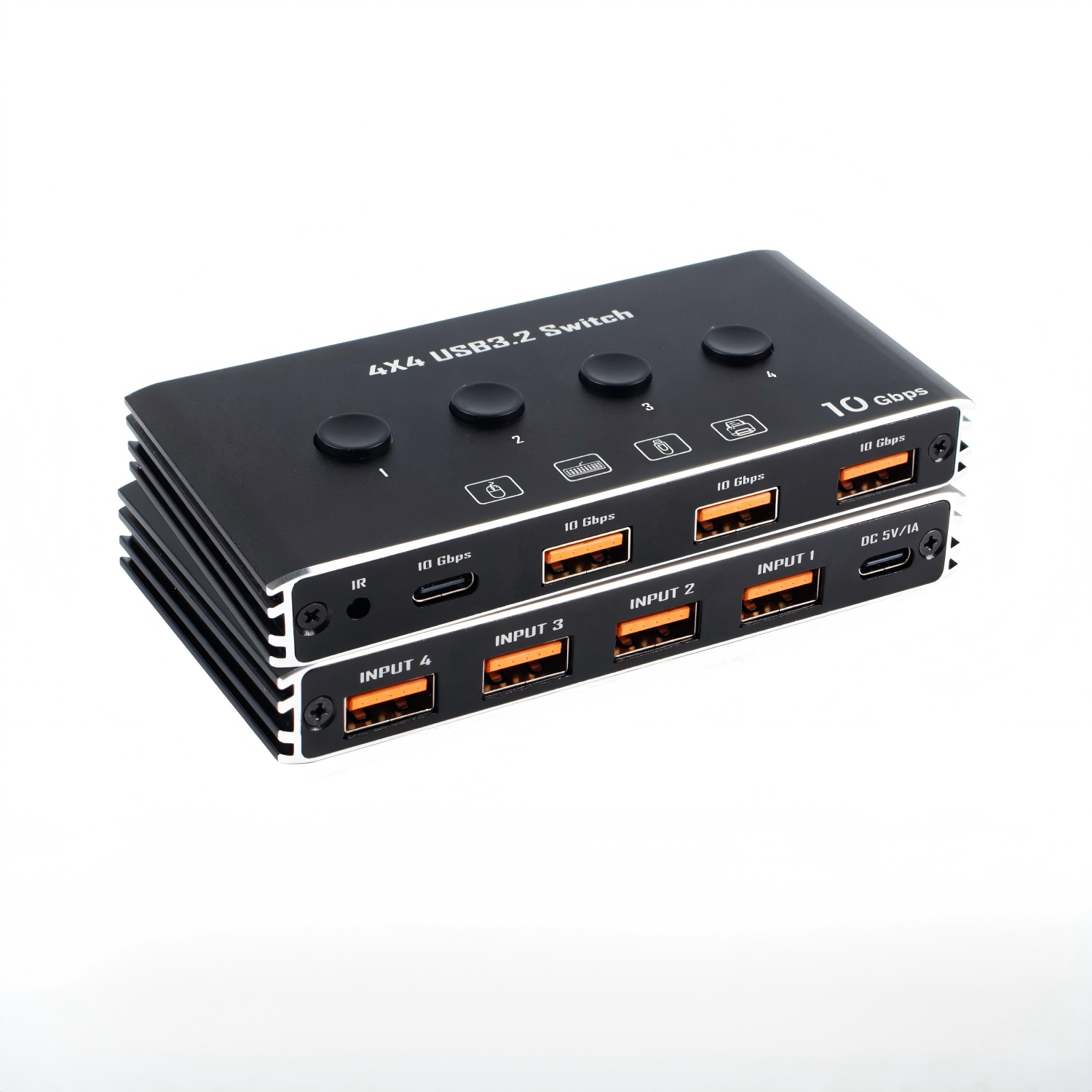 4x4 USB 3.2 Switcher Selector for 4 Computers, USB C A 10Gbps Inputs,