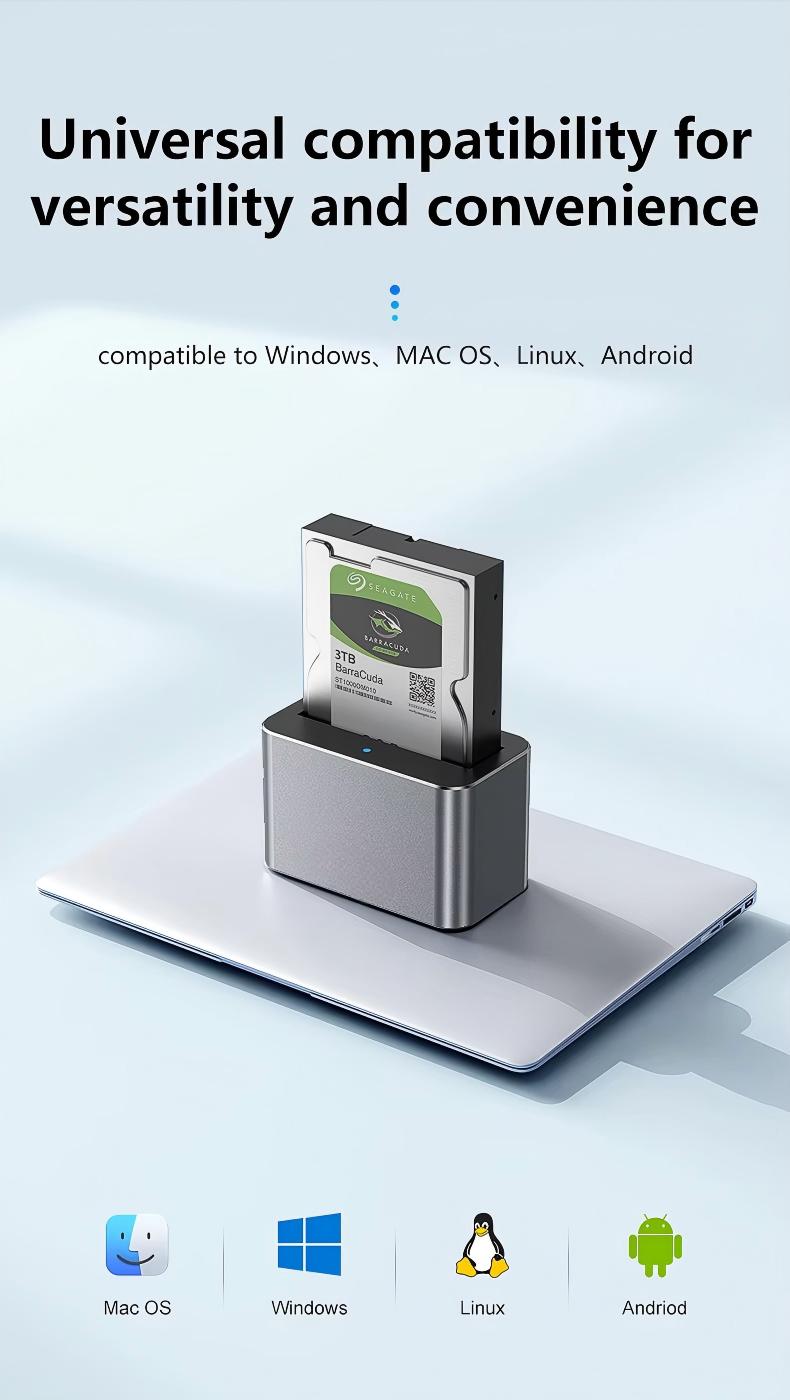 HD01S SAS/SATA Universal Hard Drive Dock 2.5/3.5 Inch 20TB Computer Desktop Type-C Hard Drive Enclosure 3.0-HD01S