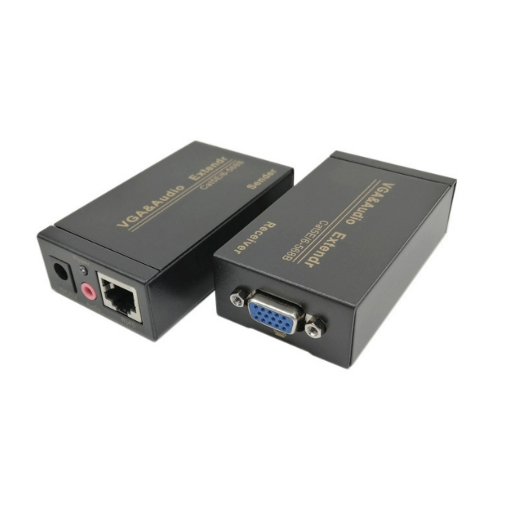 VGA Extender Over Cat 6 up to 328ft / 100M VGA Extension Adapter Over RJ45 Ethernet Cable (1 Transmitter + 1 Receiver)--EX04-A-100-BK