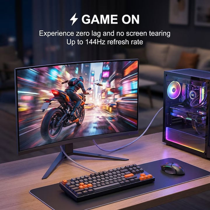 4K@60Hz Bidirectional HDMI to Displayport Cable Male to Male Adapter DP 1.2, HDCP 2.2, HDMI 1.4 4K@30Hz with USB Powered Compatible with Laptops, PC, Switch 2/PS5/Xbox/AMD/NVIDIA/Monitor--AV56-B
