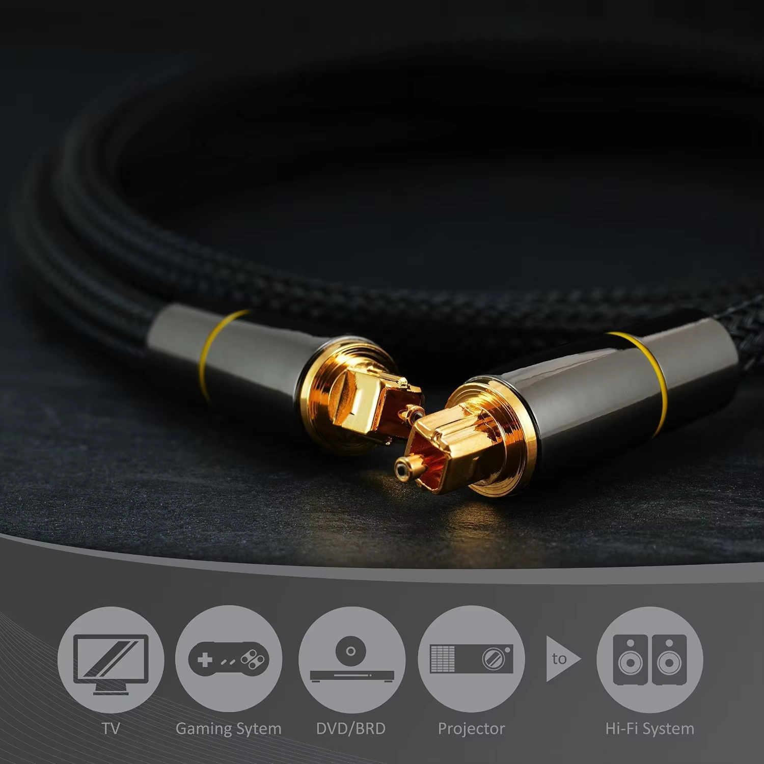 TOSLINK Optical Audio Cable, S/PDIF Fiber Optic Cord Toslink Cable Male to Male Digital Optical Cable 5.1 Surround Sound, for Soundbar TV, Home Cinema Xbox One/PS4-AV81-A