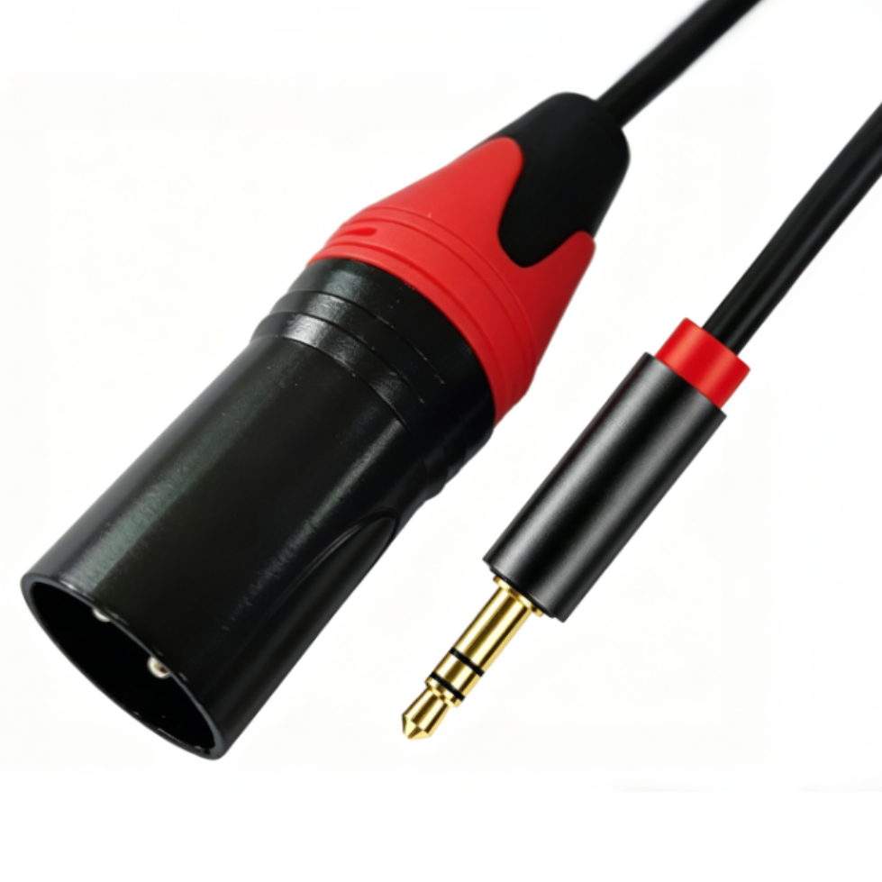 Audio Cable 3.5mm to 3-pin Microphone Cable Male to Male Cannon Plug Cables Capacitor for Mixer Amplifier Mic Guitar Speaker(1M)--AU18-A-1