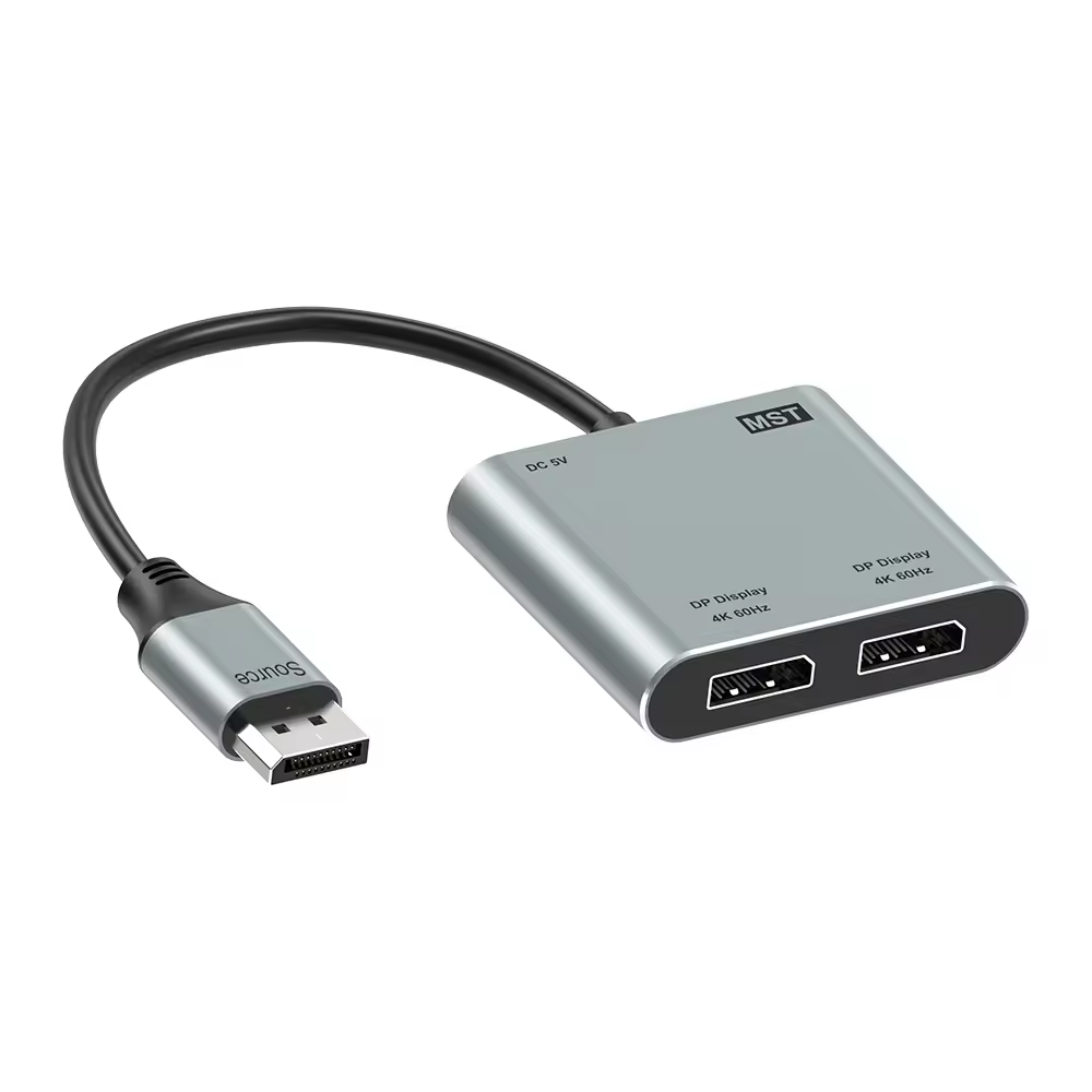 DisplayPort to Dual DisplayPort Splitter Adapter, 8K/4K@60Hz Display Port Splitter Extended Display for Dual Monitors, DP1.4 Splitter 1 in 2 Out, DisplayPort MST Hub for Desktop PC Laptop
