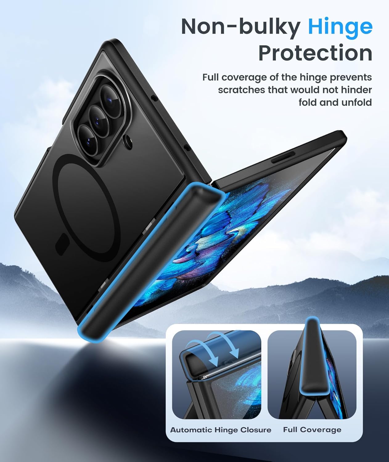 MOBOSI Case for Samsung Galaxy Z Fold 7, MagSafe Compatible, Built-in Hidden Foldable Kickstand, 9H Tempered Glass Screen Protector Included, Slim Full-Body Protective Phone Cover