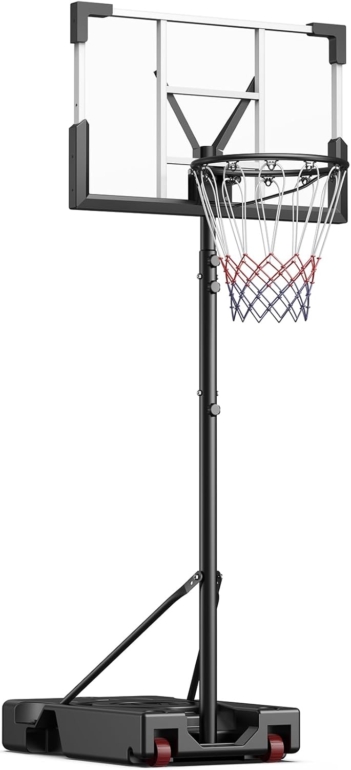 Basketball Hoop Outdoor, 10FT Adjustable Basketball Hoops Portable Basketball Goals with 45 Inch Shatterproof Backboard for Kids Teenagers Youth Adult