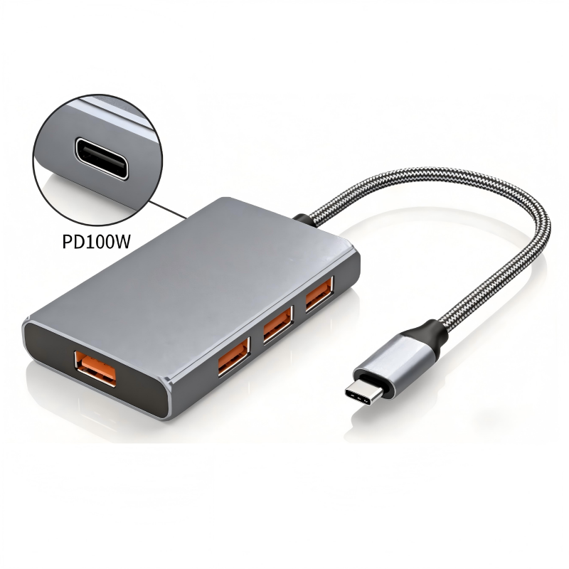 USB C Hub, 5 Ports USB 3.2 HUB with 4 USB-C 3.2 and PD100W Fast-Charging Port for MacBook Pro, MacBook Air, Acer Laptops, HP Laptops, iPad Pro More.
