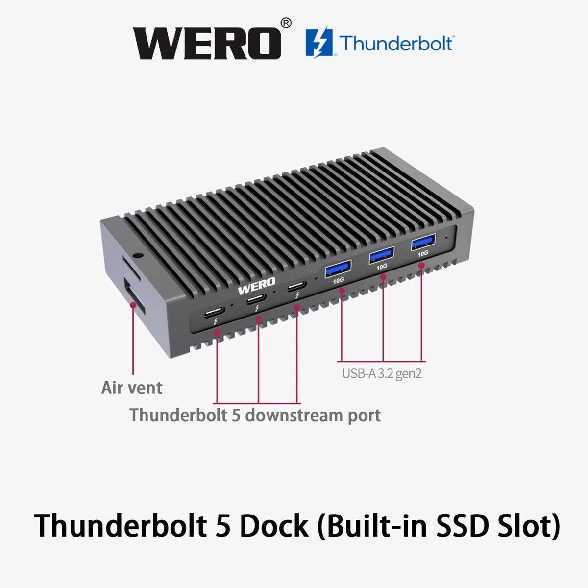 WERO Thunderbolt 5 80/120 Gbps 1M2-DOCK Docking Station(TBT5-1M2-dock)