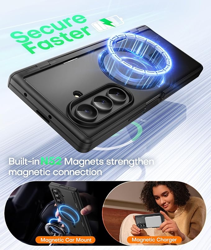 MOBOSI Case for Samsung Galaxy Z Fold 7, MagSafe Compatible, Built-in Hidden Foldable Kickstand, 9H Tempered Glass Screen Protector Included, Slim Full-Body Protective Phone Cover