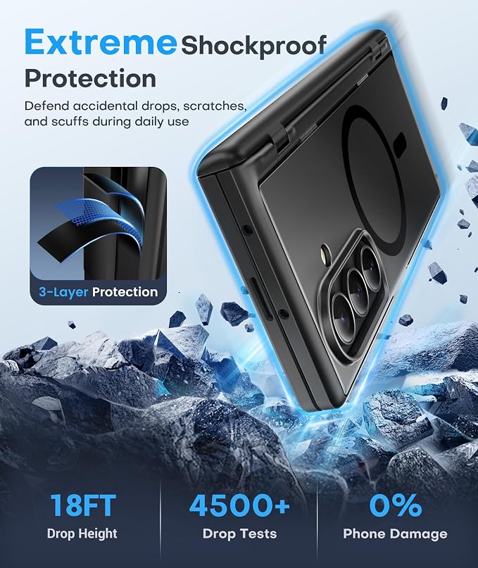 MOBOSI Case for Samsung Galaxy Z Fold 7, MagSafe Compatible, Built-in Hidden Foldable Kickstand, 9H Tempered Glass Screen Protector Included, Slim Full-Body Protective Phone Cover