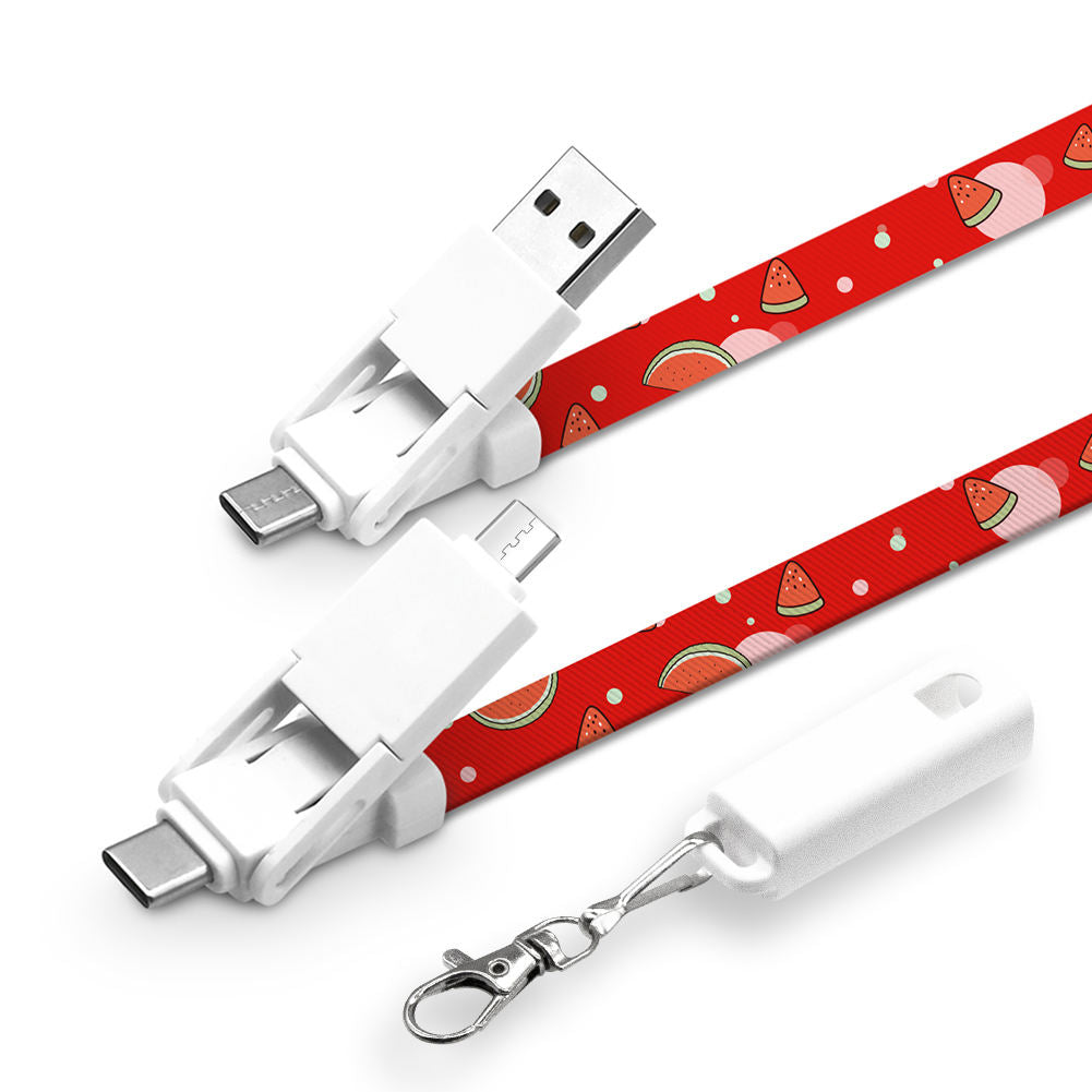 6-in-1 Fast Charging Lanyard Cable | 60W PD 3A Type-C to USB-C/Micro/Lightning | 90cm Multi-Device Charger for Huawei/iPhone/Samsung