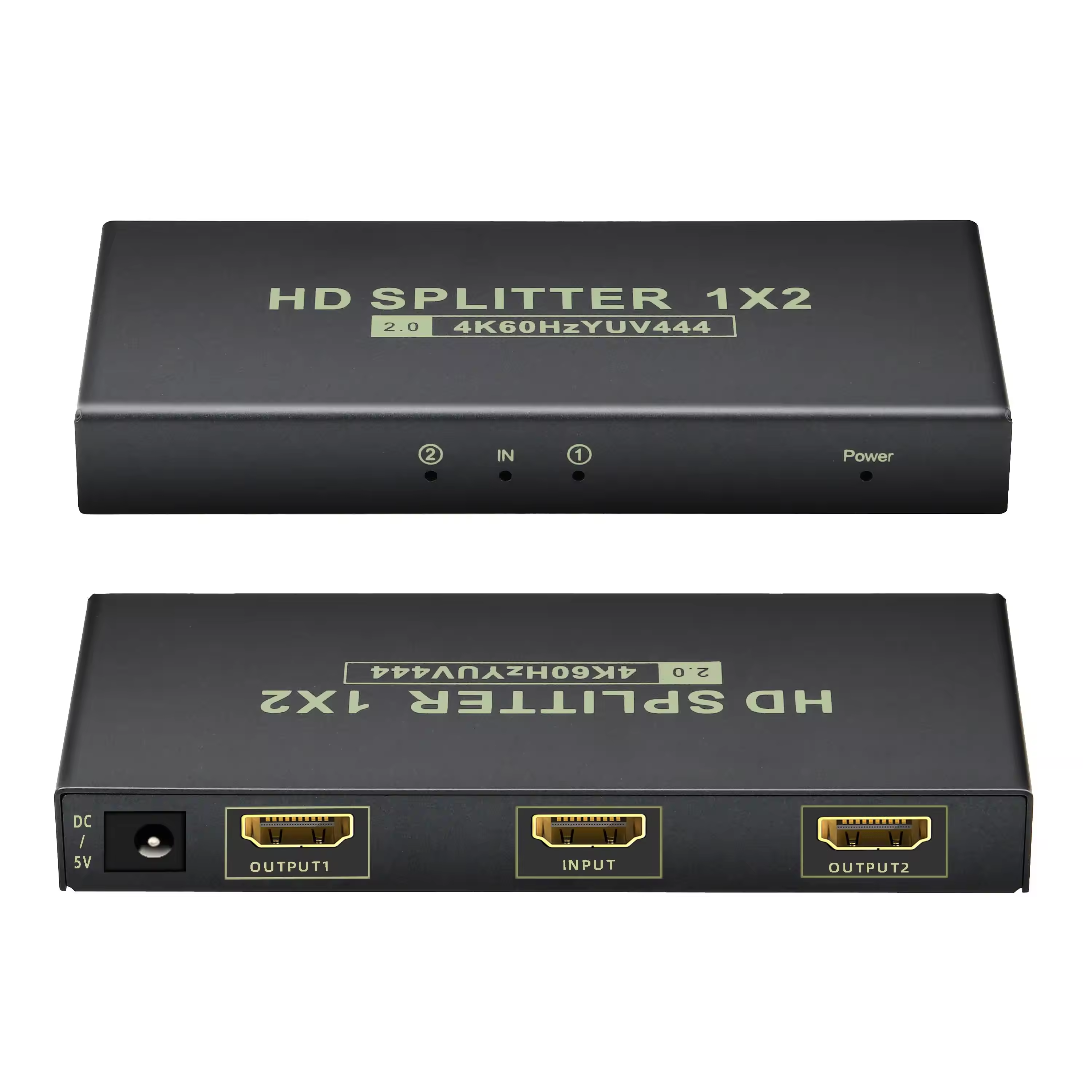 HD Splitter 1 in 2(1x4,1x8) Out,up to 4K @ 60Hz 4:4:4 HDMI Splitter,Multi Resolution Output,HDMI 2.0& HDCP 2.2,EDID Control,3D CEC Support,18 Gbps, Easy Plug and Play-EX52-A-0-BK(XHV102)