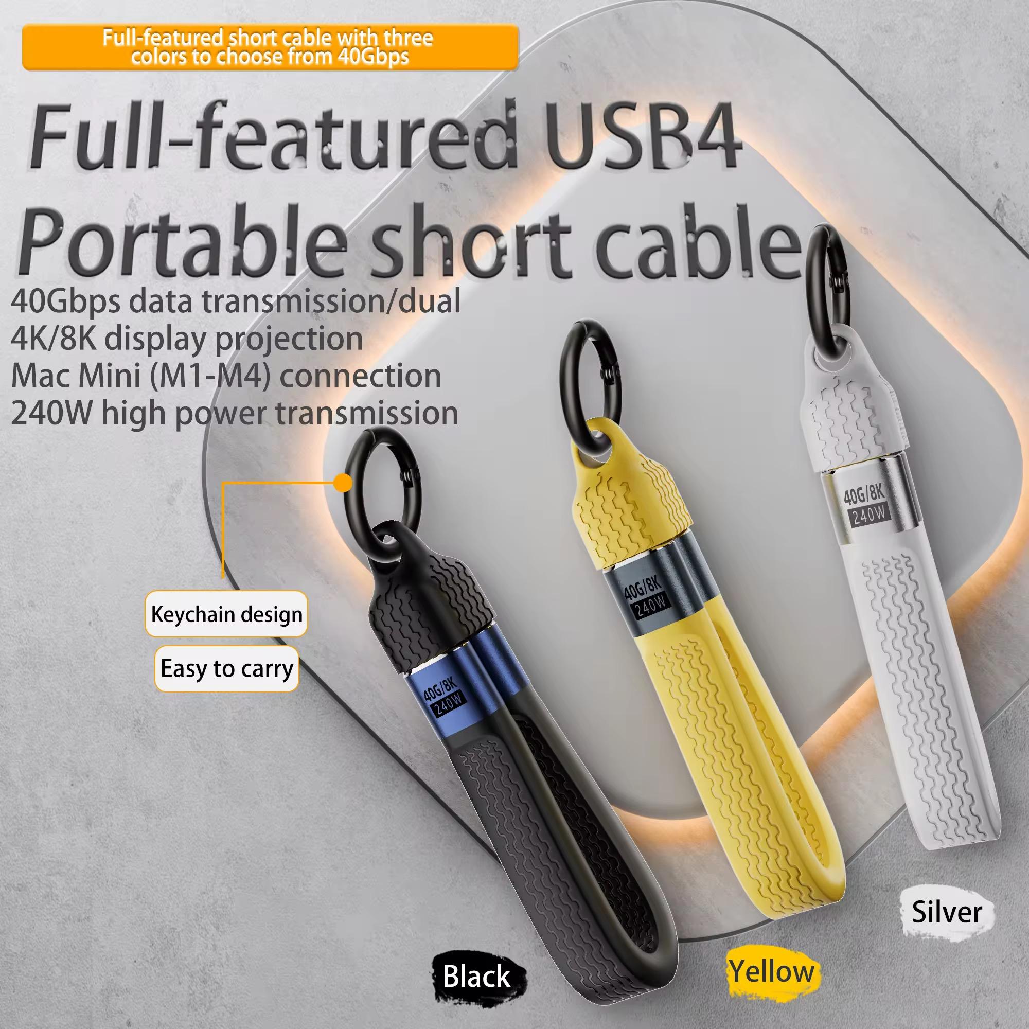 Mini Keychain USB 4 Cable,PD 3.1 240W(48V/5A) Fast Charging & 40Gbps Data Transfer Portable Type C Cord for Carabiner for Phone, Mobile Power,Laptop(13cm)