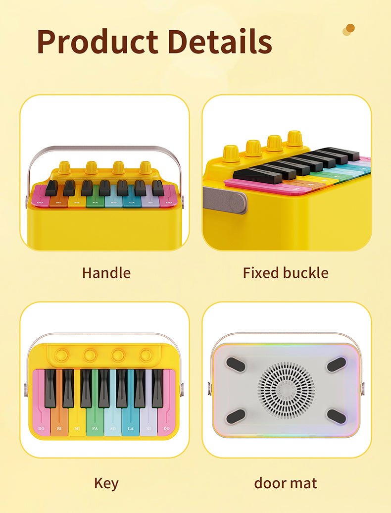 2024 Best Quality Kid's Gifts Mini Rechargeable Electronic Drum Piano Bluetooth Speaker With LED Flashing Light - QGeeM