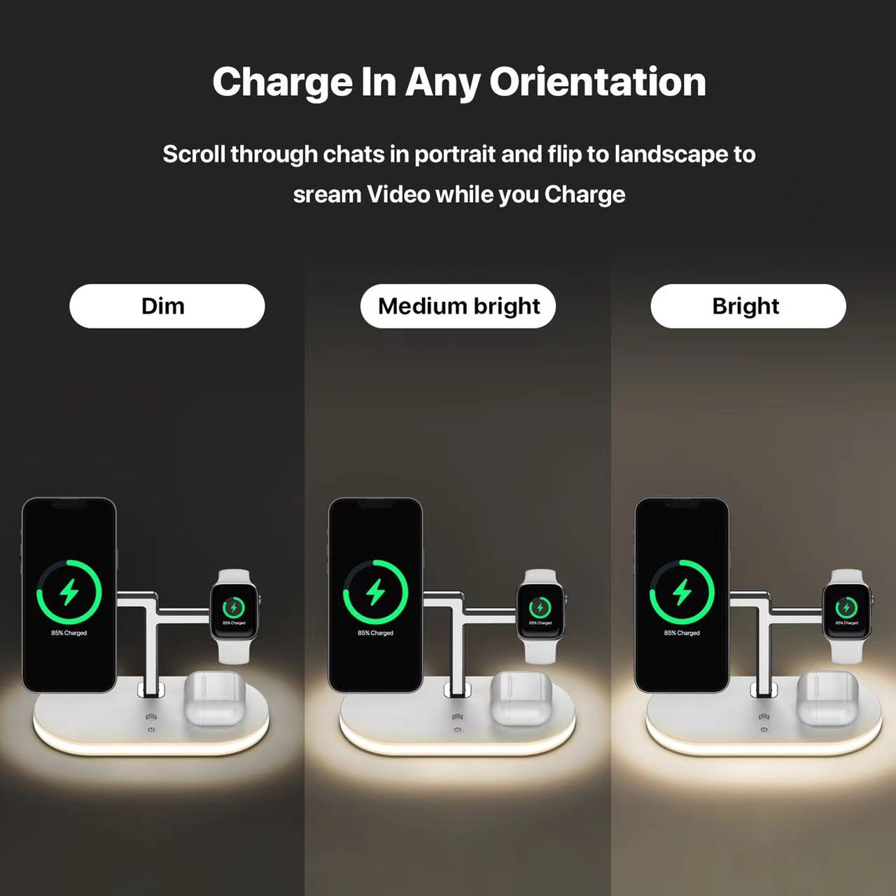 UD Charging Station,Mag-Safe Charger Stand Fast Charging,3 in 1 Charging Fast Station for Apple Devices,Wireless Charger for iPhone 16/15/14/13/12 Series,Apple Watch Series 1-9/Ultra,AirPods Pro