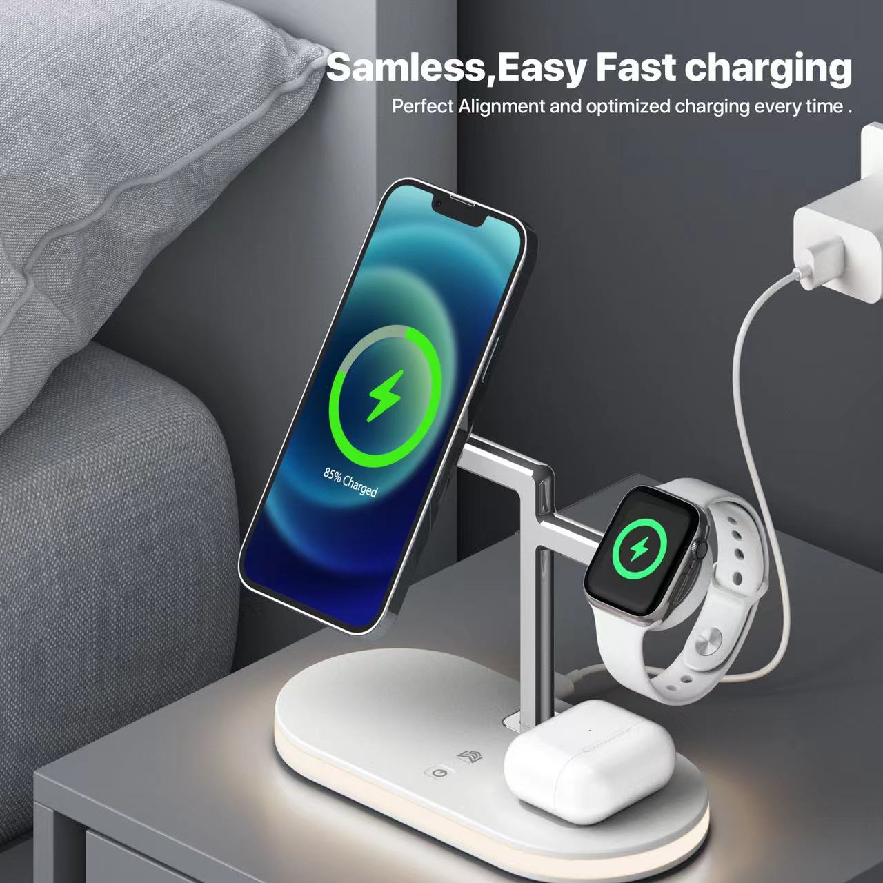 UD Charging Station,Mag-Safe Charger Stand Fast Charging,3 in 1 Charging Fast Station for Apple Devices,Wireless Charger for iPhone 16/15/14/13/12 Series,Apple Watch Series 1-9/Ultra,AirPods Pro