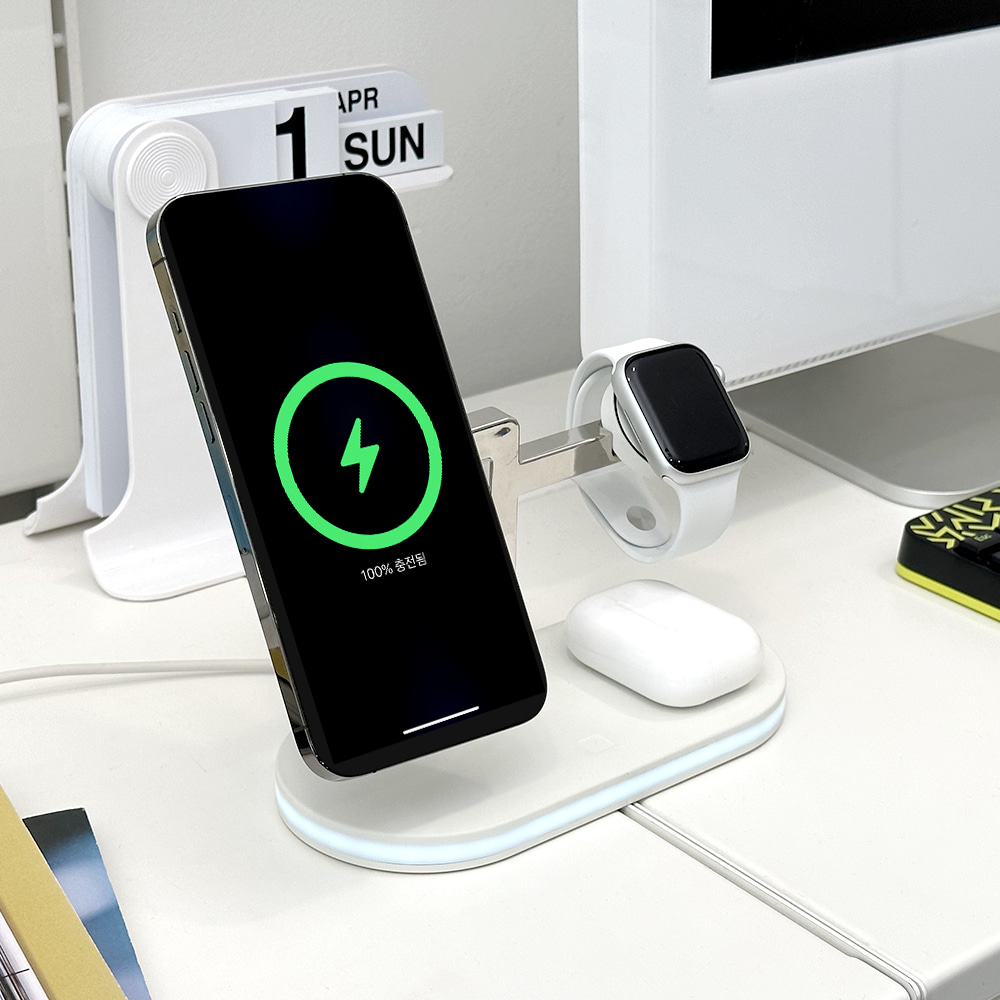 UD Charging Station,Mag-Safe Charger Stand Fast Charging,3 in 1 Charging Fast Station for Apple Devices,Wireless Charger for iPhone 16/15/14/13/12 Series,Apple Watch Series 1-9/Ultra,AirPods Pro