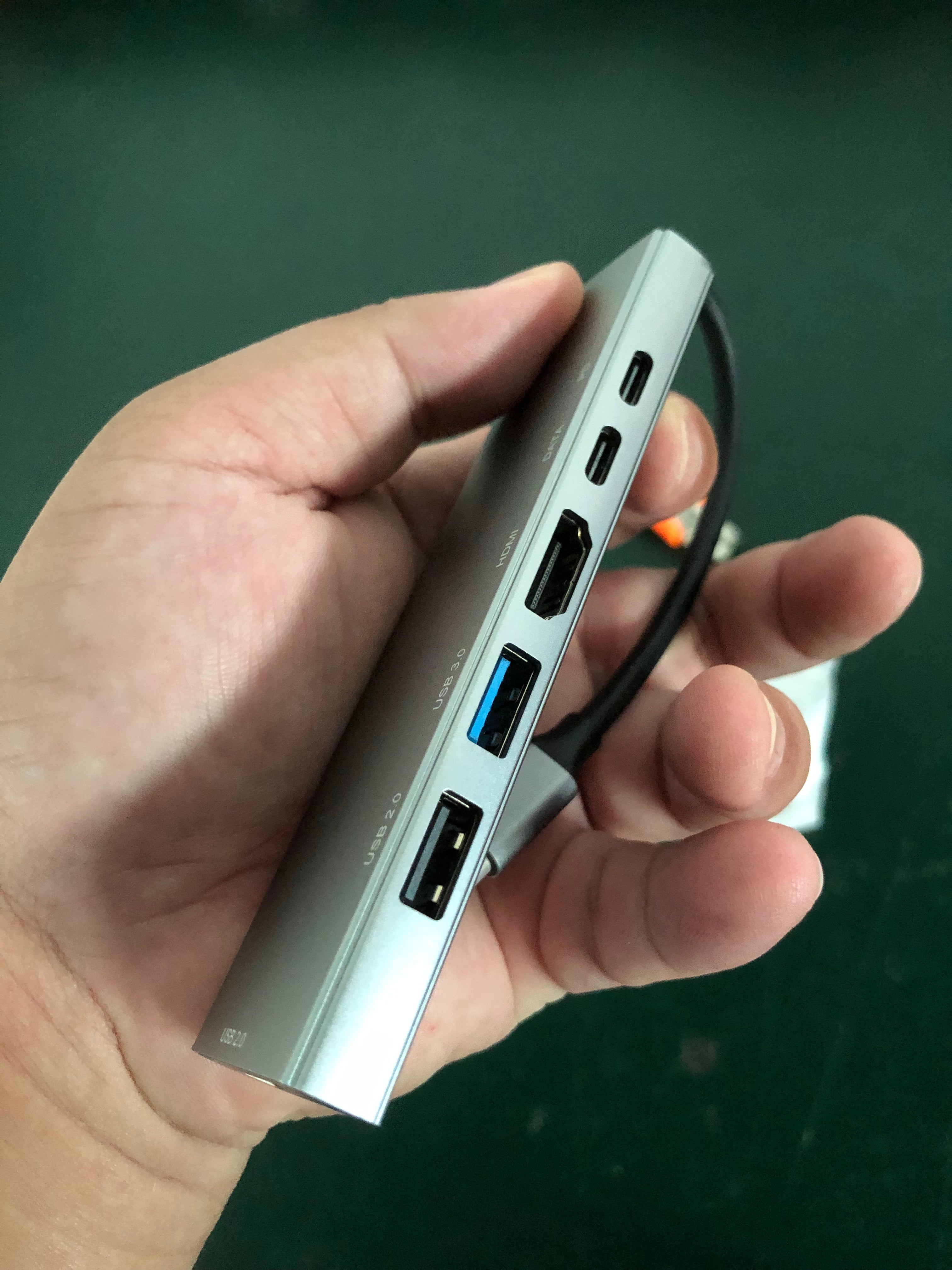 USB C Hub 6-in-1 with 4K@30Hz HDMI, USB-C 2.0,USB3.0&2.0 Ports, 100W PD – Dual USB C Dongle for Mac Laptops, Tablets, Windows Laptops, and More USB-C Devices