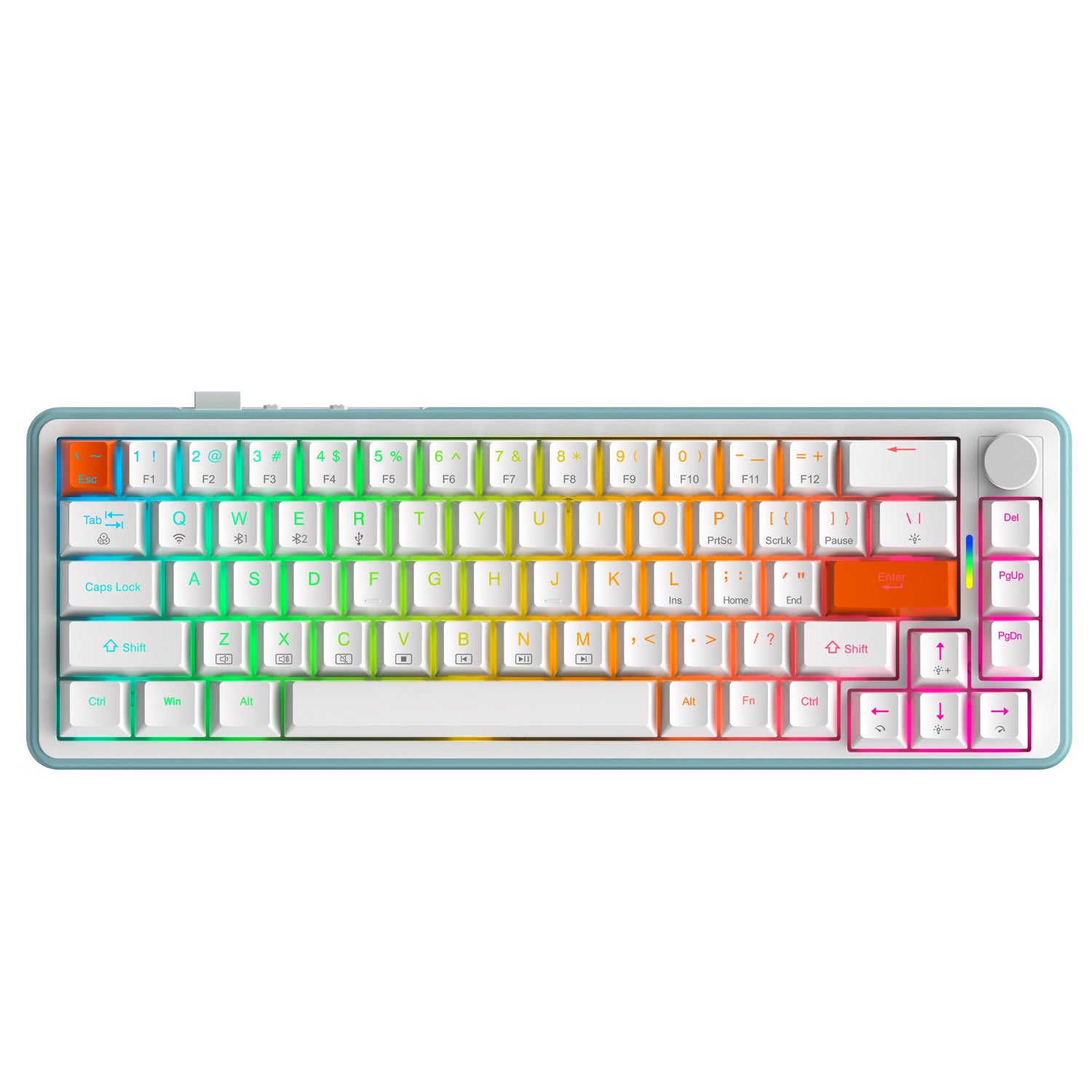 Graphite Gray 68-Key Tri-Mode Mechanical Keyboard - Gasket Mount with CNC Volume Knob, Hot-Swappable M Switches & 4000mAh Battery (Bluetooth 5.0/2.4G/Wired,Compatible with Windows, Android, Mac/iOS)