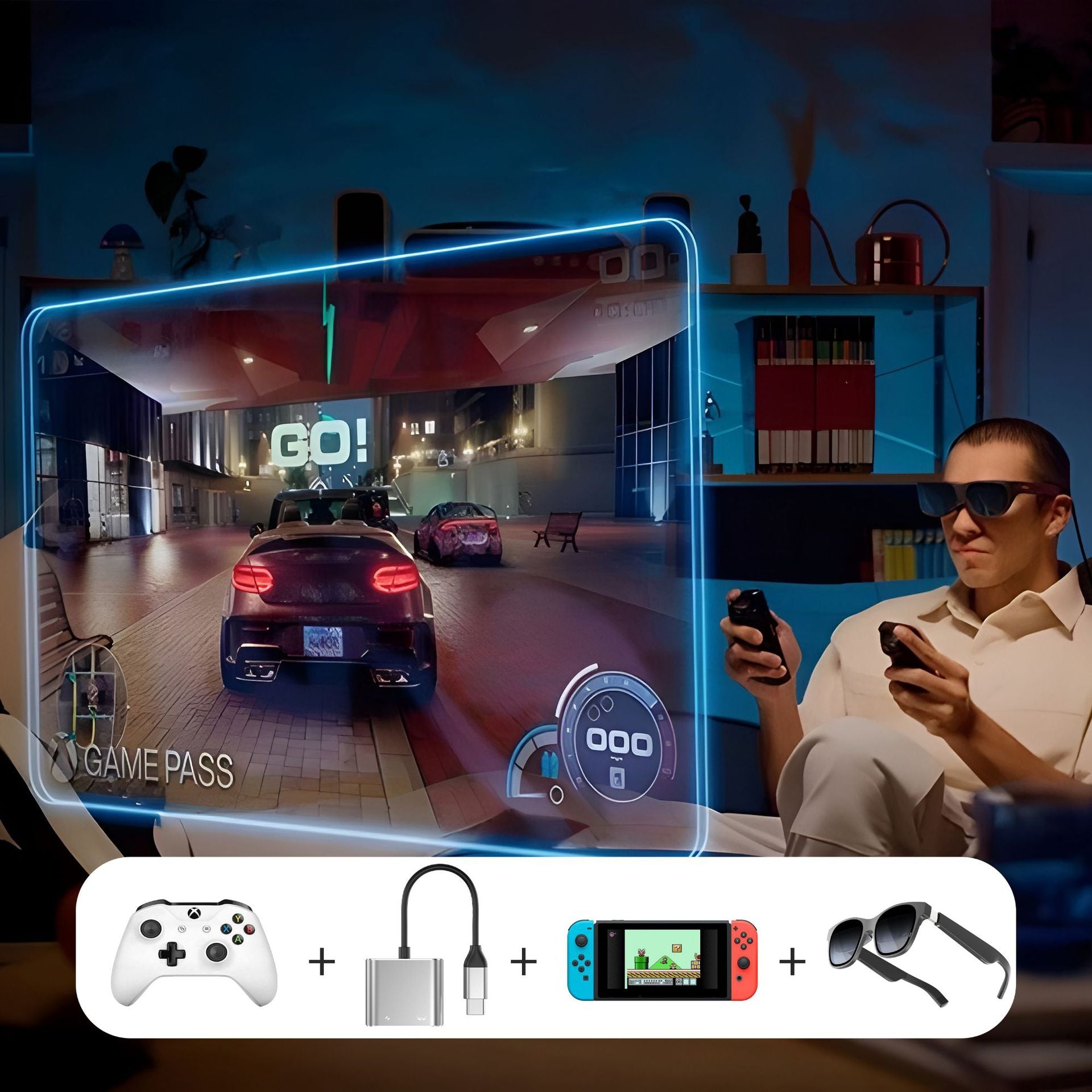 Type-C to AR Glasses and Charging Adapter, Charge and Play, 8K@60Hz 100W PD Fast Charging Compatible with Steam Deck/Switch/ROG Ally/iPhone 17/16/15/Viture/Rokid/Xreal AR Glasses-UH02-27-A