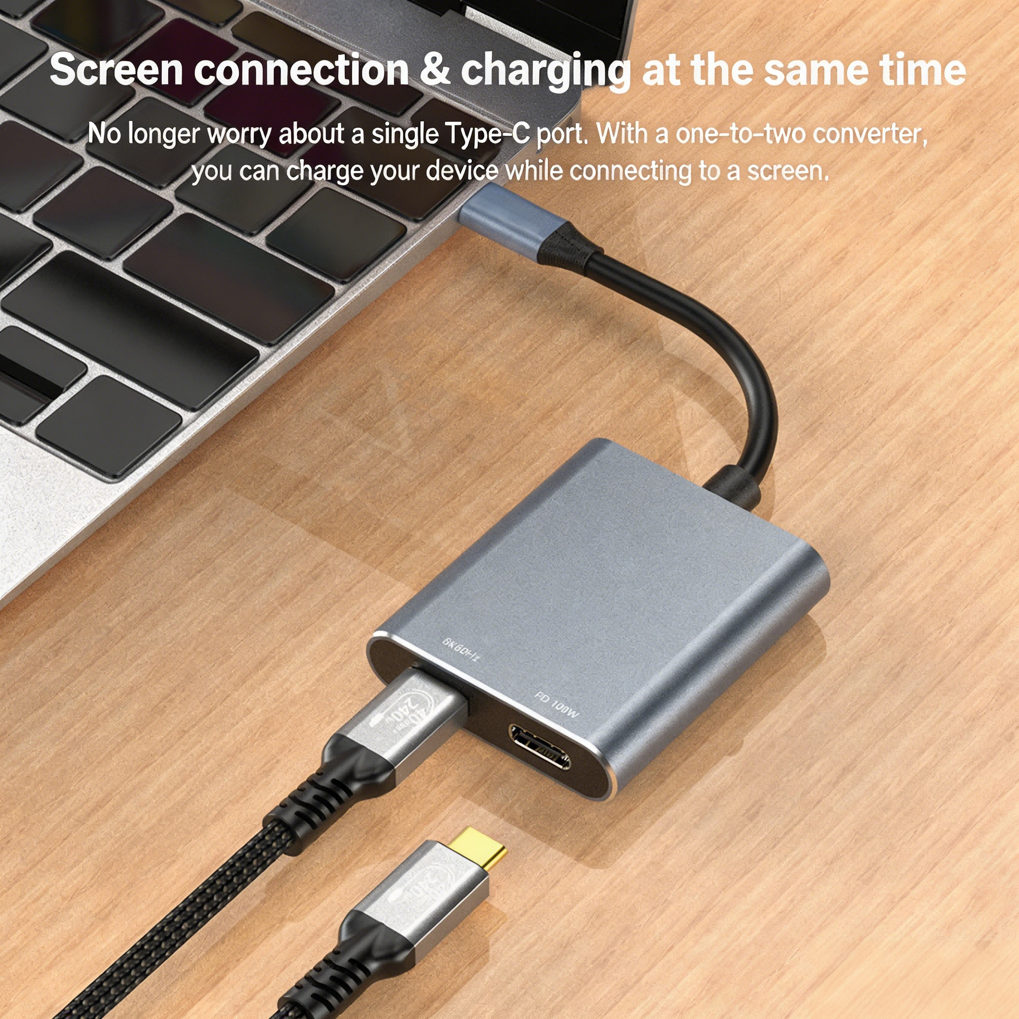 Type-C to AR Glasses and Charging Adapter, Charge and Play, 8K@60Hz 100W PD Fast Charging Compatible with Steam Deck/Switch/ROG Ally/iPhone 17/16/15/Viture/Rokid/Xreal AR Glasses-UH02-27-A