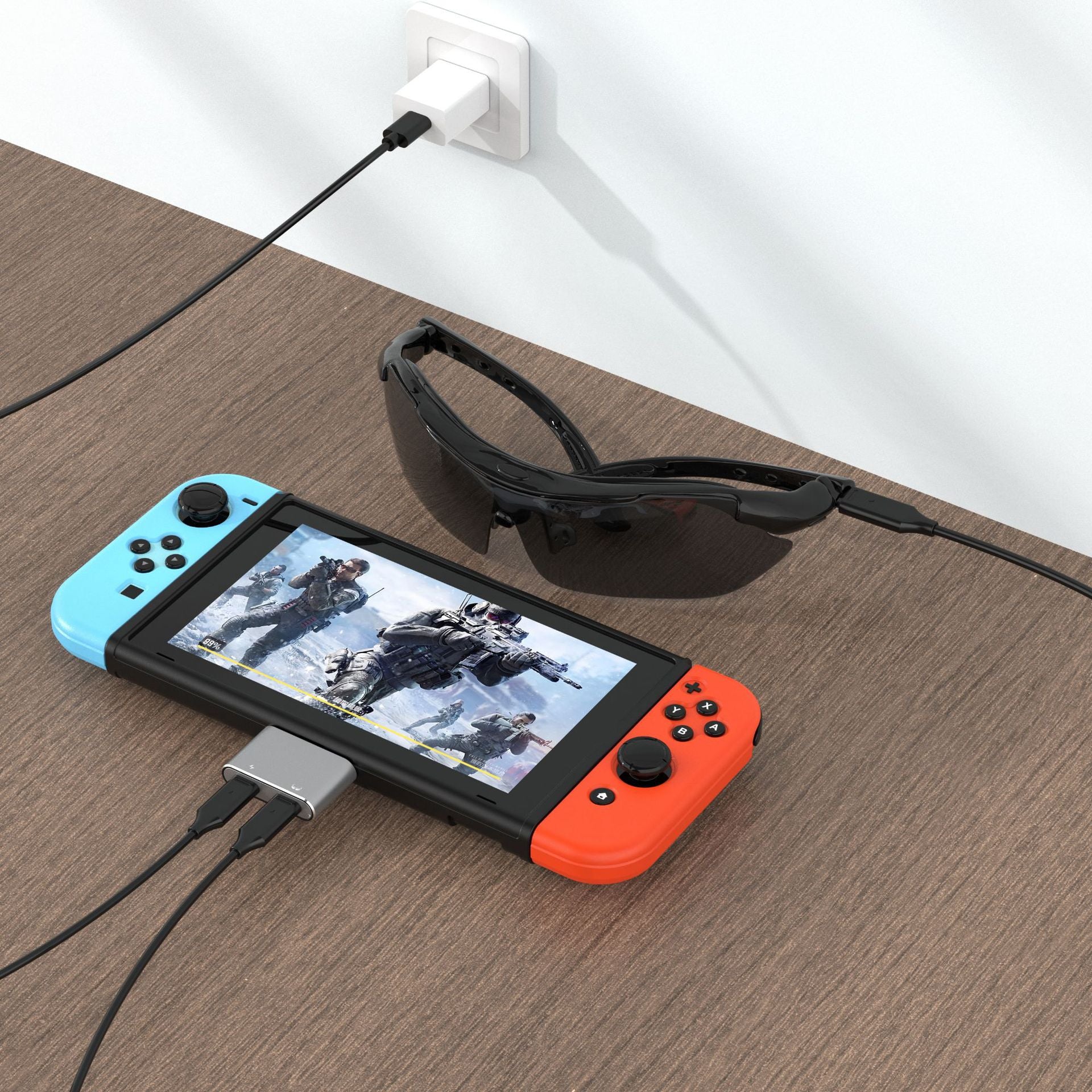 Type-C to AR Glasses and Charging Adapter, Charge and Play, 8K@60Hz 100W PD Fast Charging Compatible with Steam Deck/Switch/ROG Ally/iPhone 17/16/15/Viture/Rokid/Xreal AR Glasses-UH02-27-A