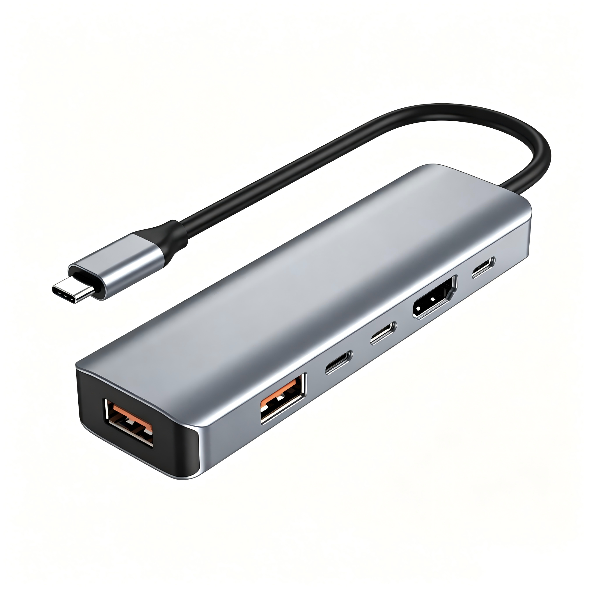 QGeeM 6-in-1 USB C Hub PD100W 4K60Hz HDMI USB3.2 10Gbps Data Transfer PD 100W Fast-Charging Portable Adapter-UH06-22-A