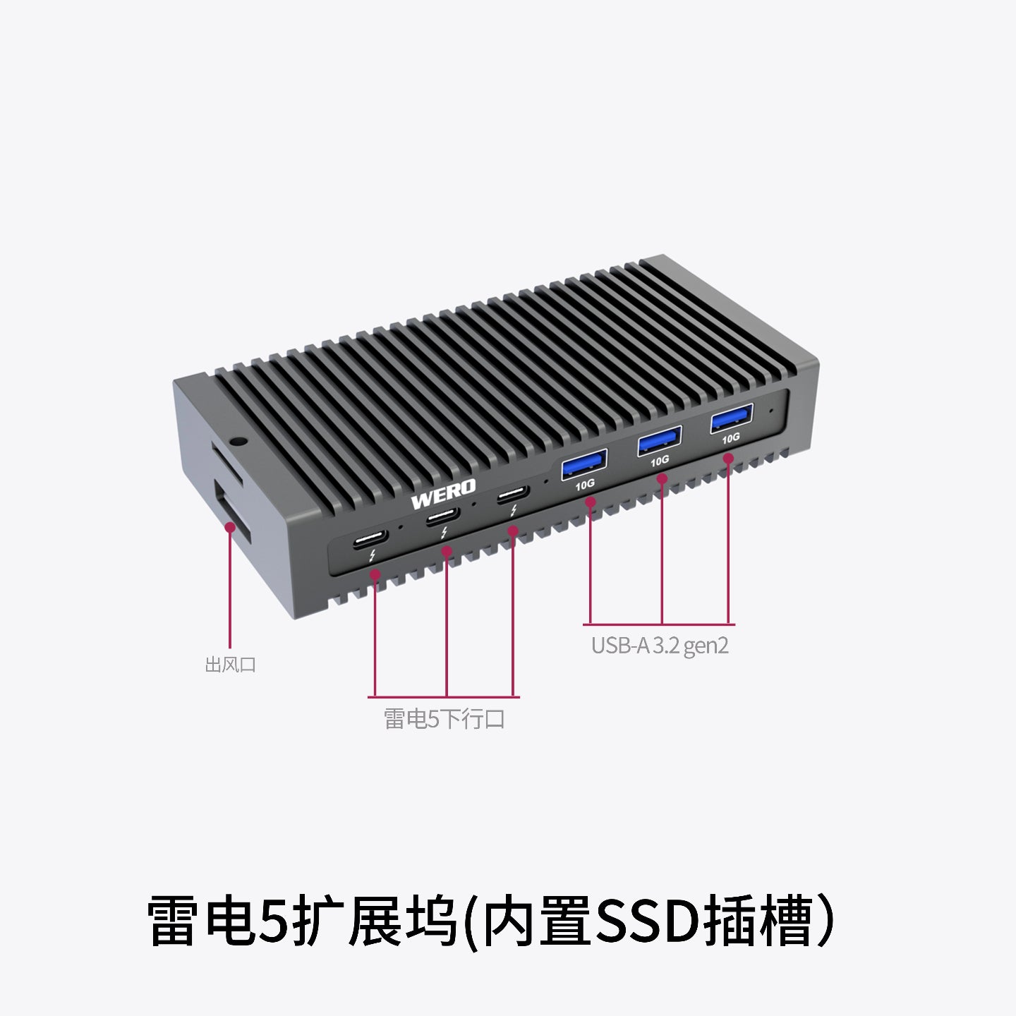 WERO Thunderbolt 5 80/120 Gbps 1M2-DOCK Docking Station(TBT5-1M2-dock)