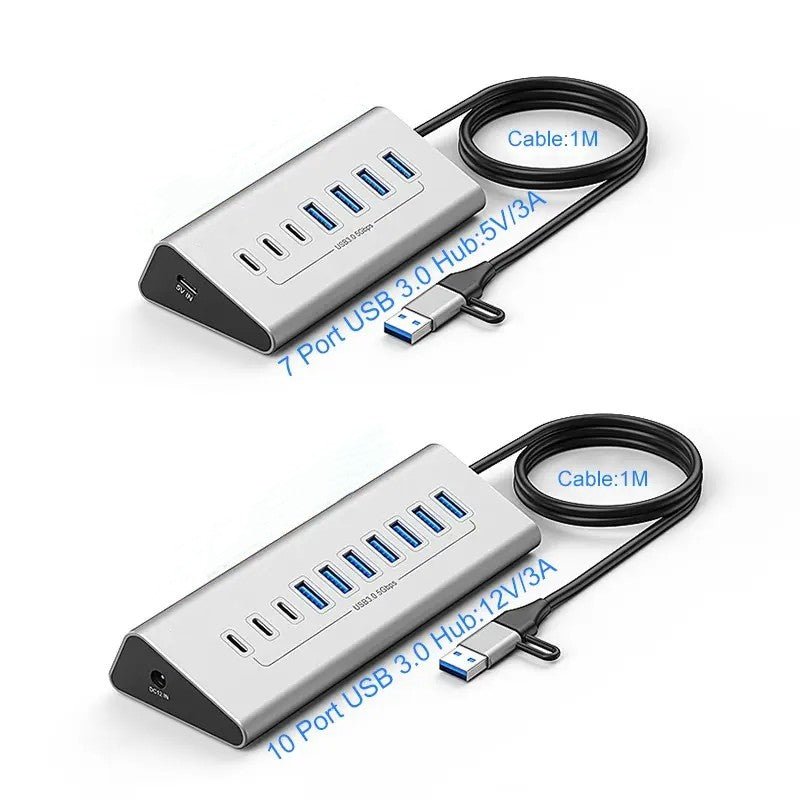 36W 12V 3A Power Supply USB - C Hub to USB 3.0 Converter Adapter USB3.0 5Gbps High Speed Data Transmission Hub for Laptop Macbook - QGeeM