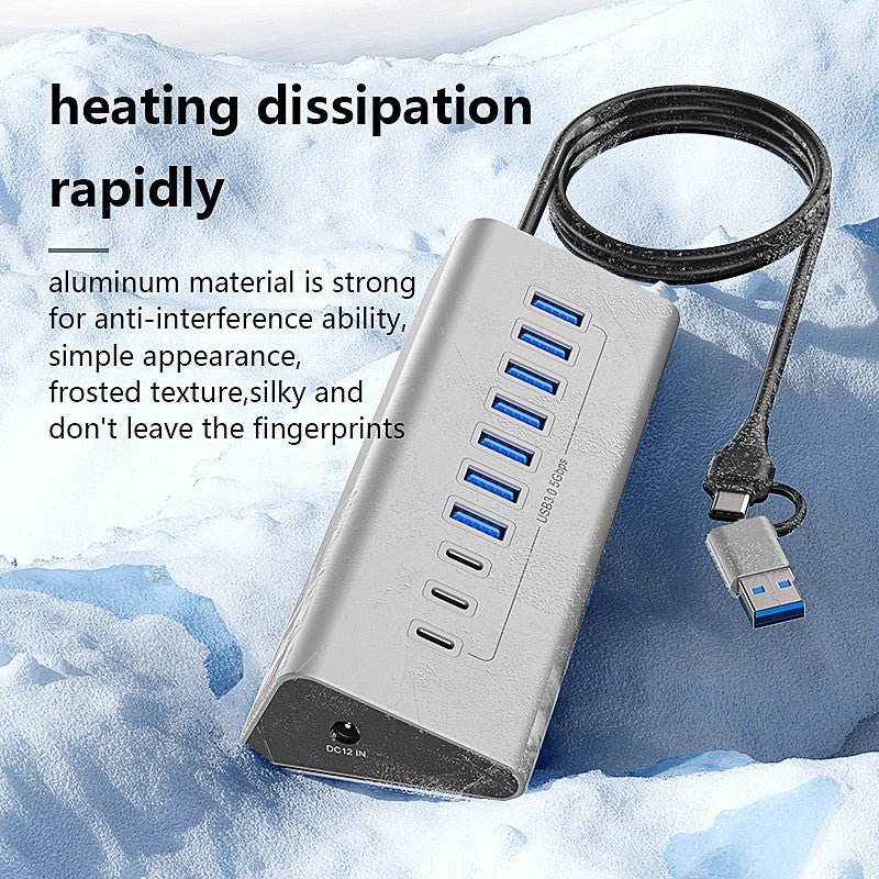 36W 12V 3A Power Supply USB - C Hub to USB 3.0 Converter Adapter USB3.0 5Gbps High Speed Data Transmission Hub for Laptop Macbook - QGeeM