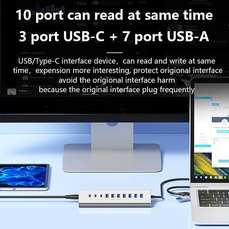 36W 12V 3A Power Supply USB - C Hub to USB 3.0 Converter Adapter USB3.0 5Gbps High Speed Data Transmission Hub for Laptop Macbook - QGeeM