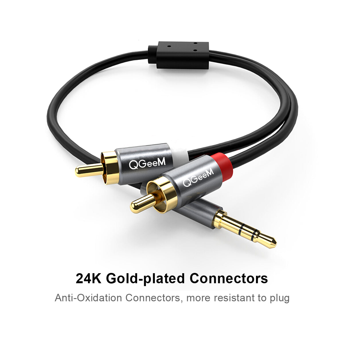 QGeeM 3.5mm to 2RCA Cable, 2RCA Male to Aux Audio Adapter, HiFi Sound