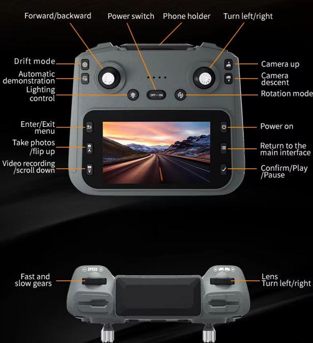 RC Drift Car with HD Camera, 4WD Remote Control Racing Car with 4.3 Inch Screen Controller, 270° Rotating Elevating Camera, LED Lights, Drift & Off Road Vehicle for Outdoor & Indoor