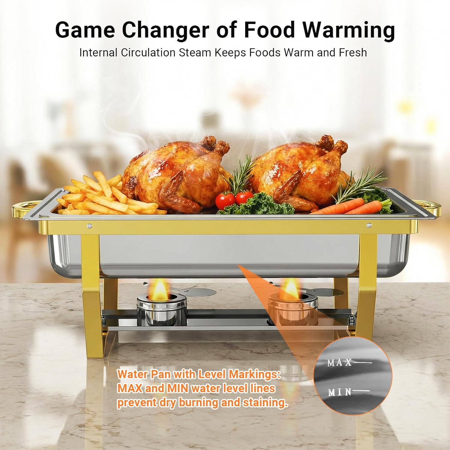 Chafing Dishes for Buffet 4 Pack, High Grade Chafing Dish Buffet Set, Stainless Steel Food Warmers with Stackable Design for Parties, Catering Supplies, Banquets, and Weddings, 4 Full Size Pans