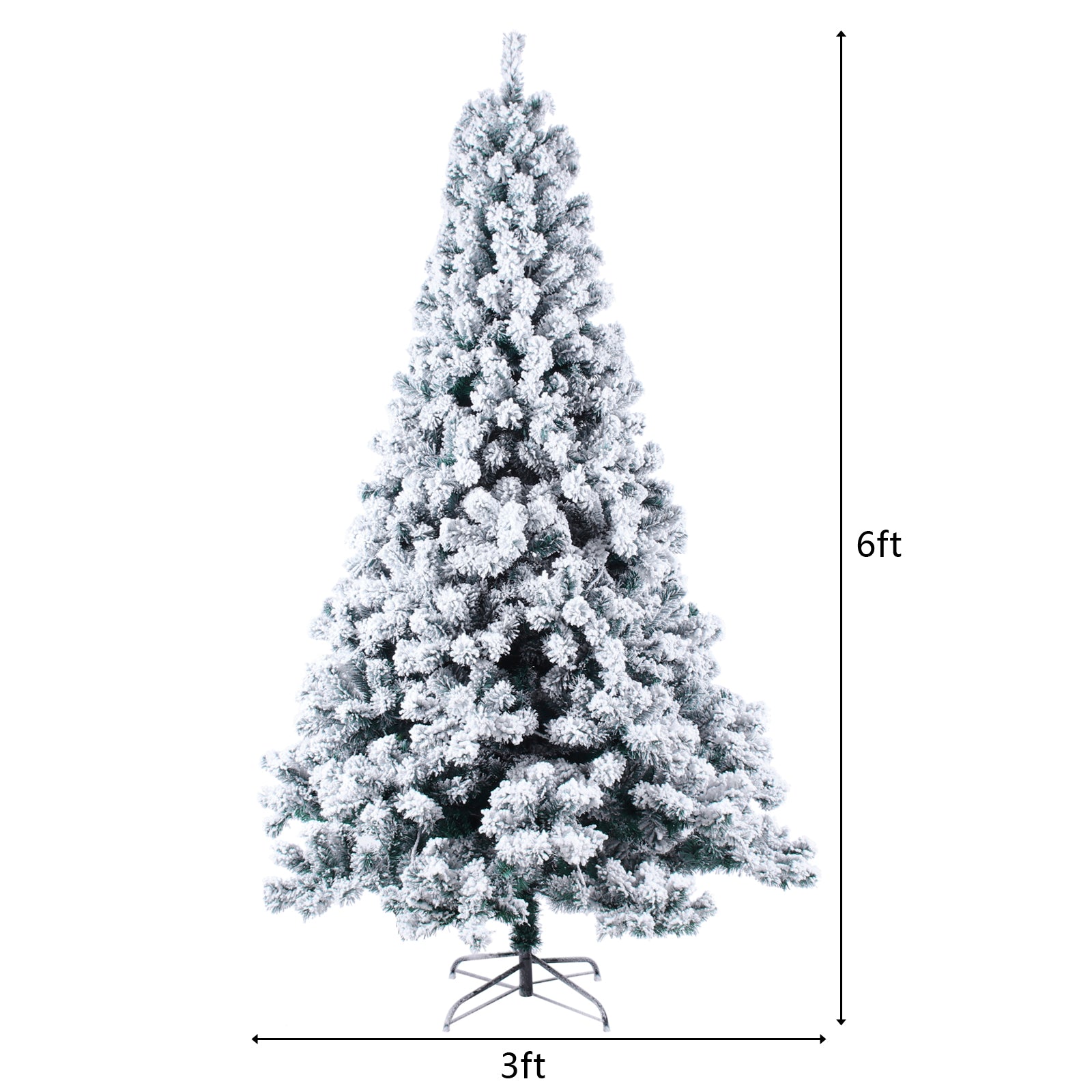 6FT Artificial Snow Flocked Christmas Tree - Pre-Lit with 8 Lighting Modes & 928 Realistic Branches | Easy Setup | Holiday Decor | Stand Included