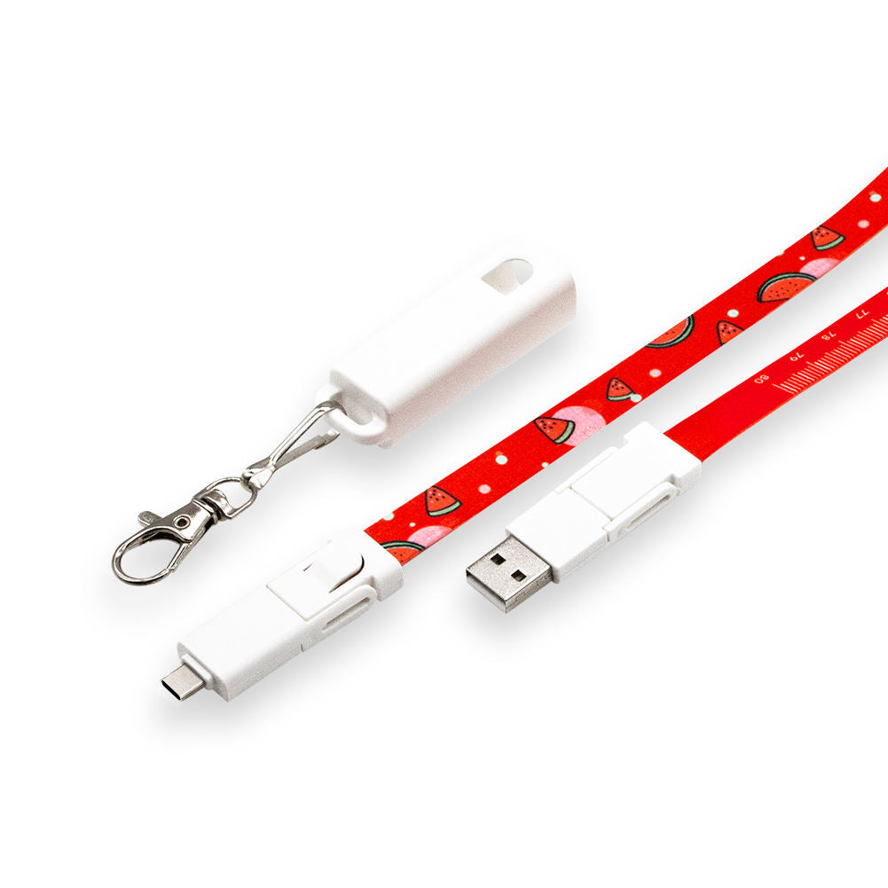 6-in-1 Fast Charging Lanyard Cable | 60W PD 3A Type-C to USB-C/Micro/Lightning | 90cm Multi-Device Charger for Huawei/iPhone/Samsung