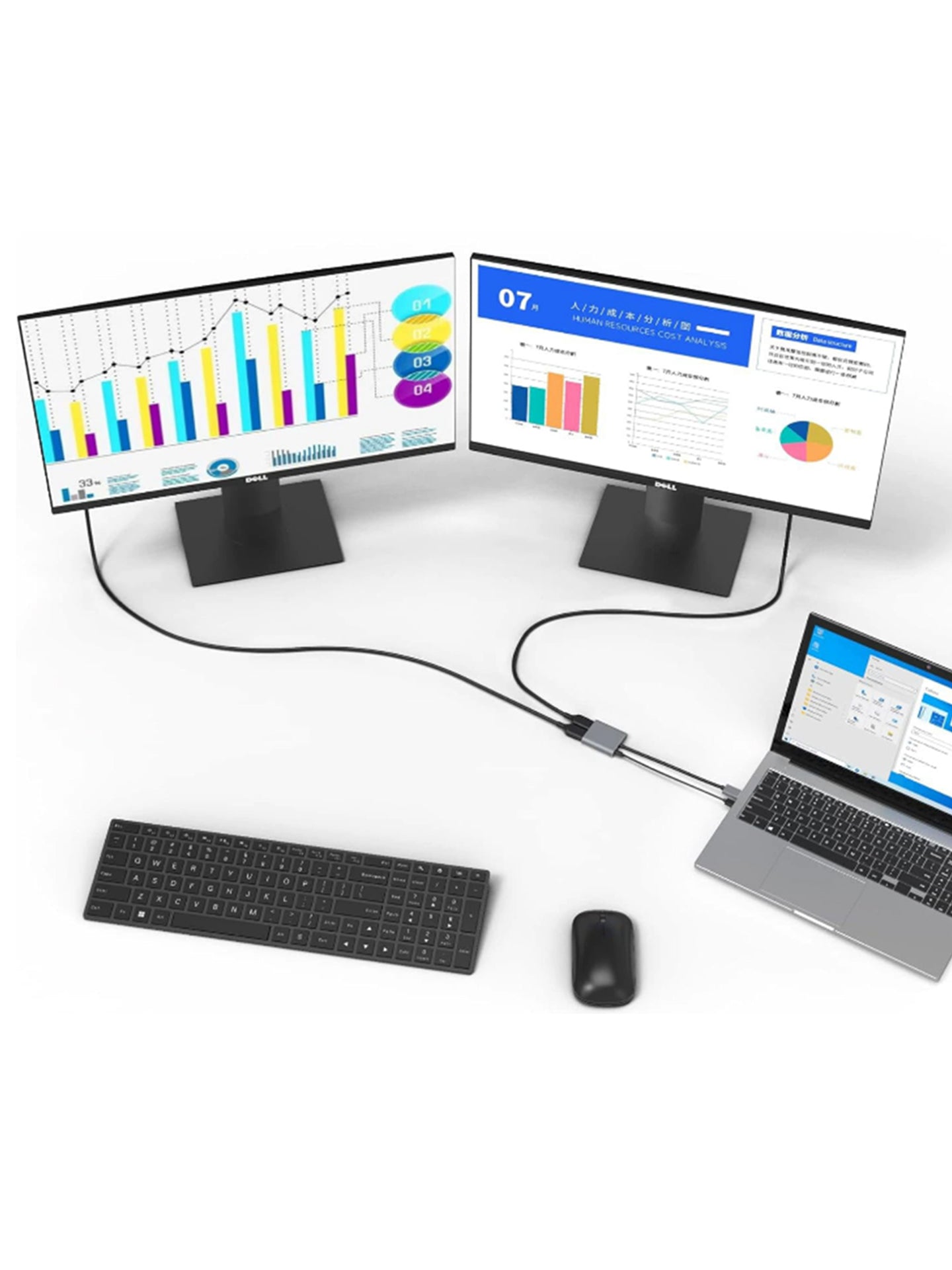 USB C to Dual HDMI 4K Monitor Adapter, Dual Monitors Adapter USB C Hub with 2 HDMI 4K @60hz for Laptop MacBook,Samsung,Dell,HP,etc(UH02-24-A-0.12-SY-V1-S1)