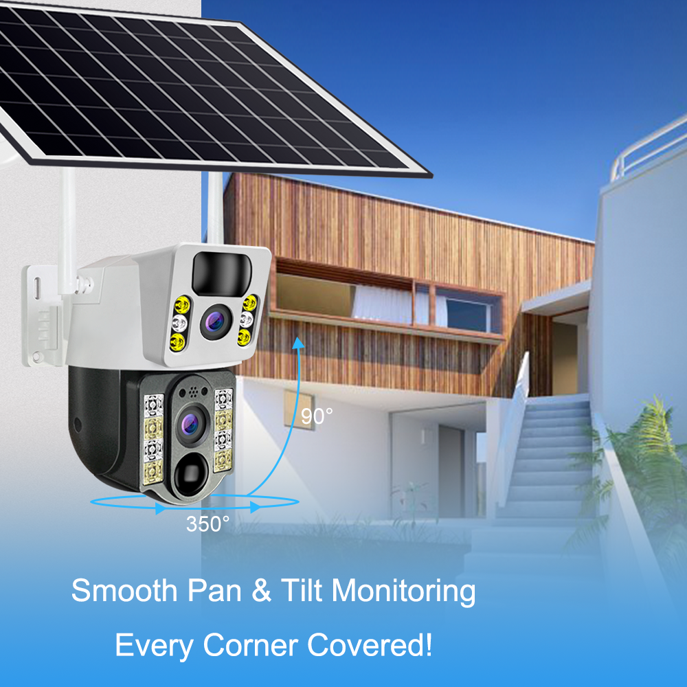 Verto V380 Dual Len 6MP Solar Battery Powered Camera VCS03-W-H CCTV WIFI IP PTZ Dual Lens Network Solar Camera