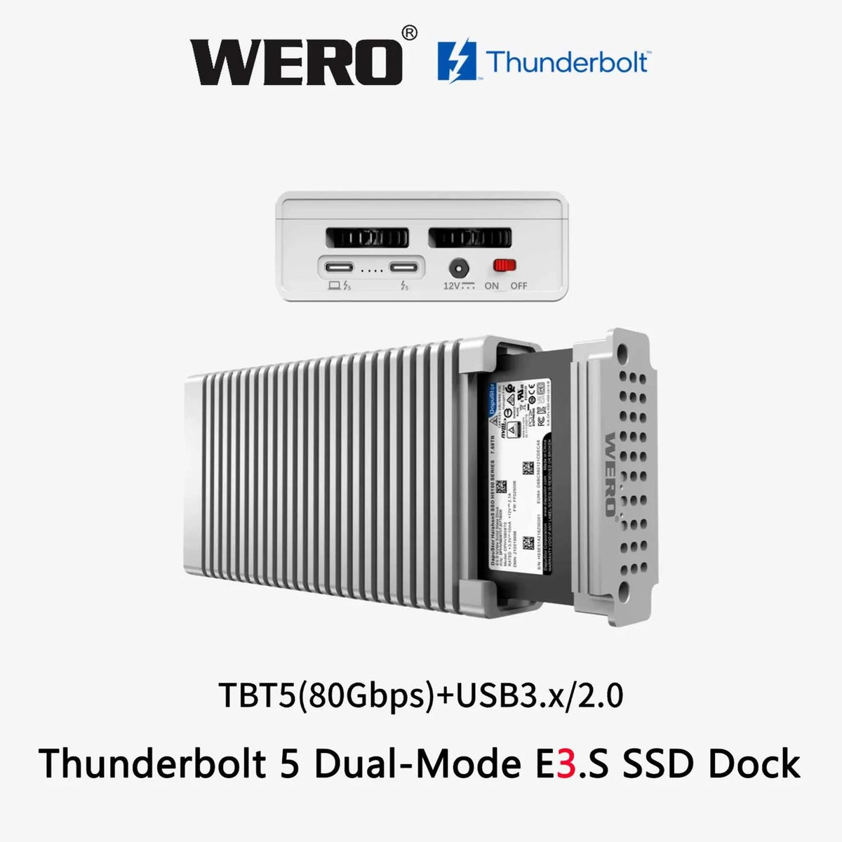 WERO Thunderbolt 5 Dual-Mode e3.s SSD Enclosure Docking Station(1xE3.s-V80)