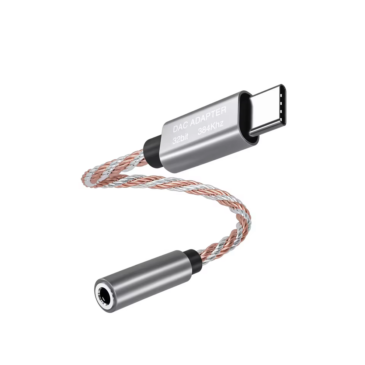 Type-C to 3.5mm Audio Adapter, Hi-Fi DAC Hi-Res Digital Decoder Earphone Amplifier 32Bit 384kHz Type-C to AUX Jack Dongle with ALC5686 Chip, Metal Housing Braided Cable for Headphones, Speakers, Phones Laptops