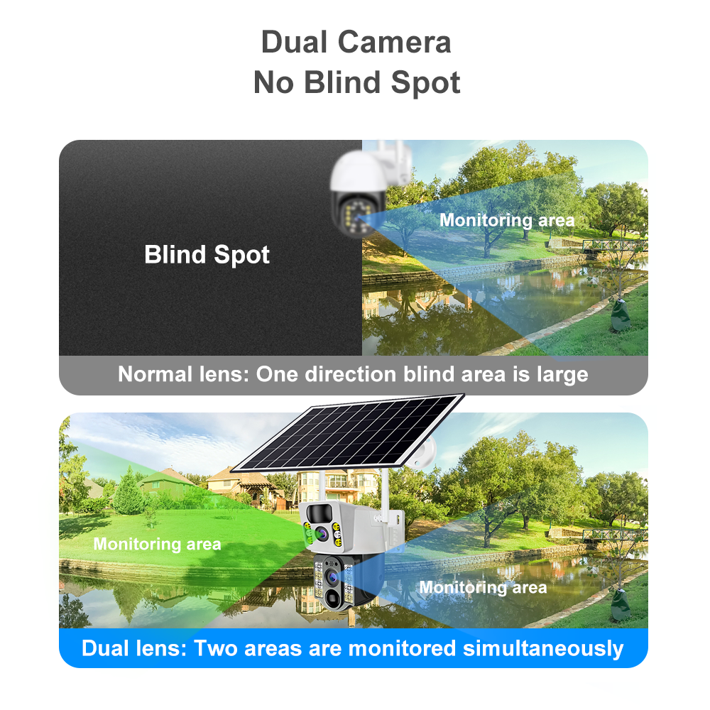 Verto V380 Dual Len 6MP Solar Battery Powered Camera VCS03-W-H CCTV WIFI IP PTZ Dual Lens Network Solar Camera