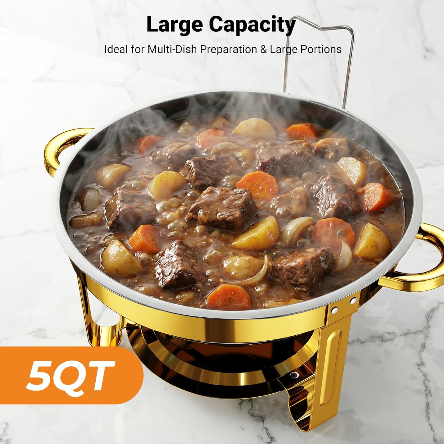 Chafing Dishes for Buffet 4 Pack,5QT Food Warmers for Parties Buffet,Stainless Steel Round Chafers and Buffet Warmers Sets for Home,Gatherings,Birthday,Parties,Church Events,Catering Events