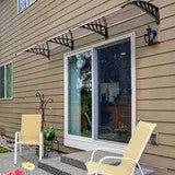 120x38'' Window Door Awnings, Aluminum Alloy Large Sink Spliced Canopy with Black Bracket, SPF 50+ UV-Protective, Overhang Awning for Sun Shutter, UV, Rain, Snow Protection, Brown