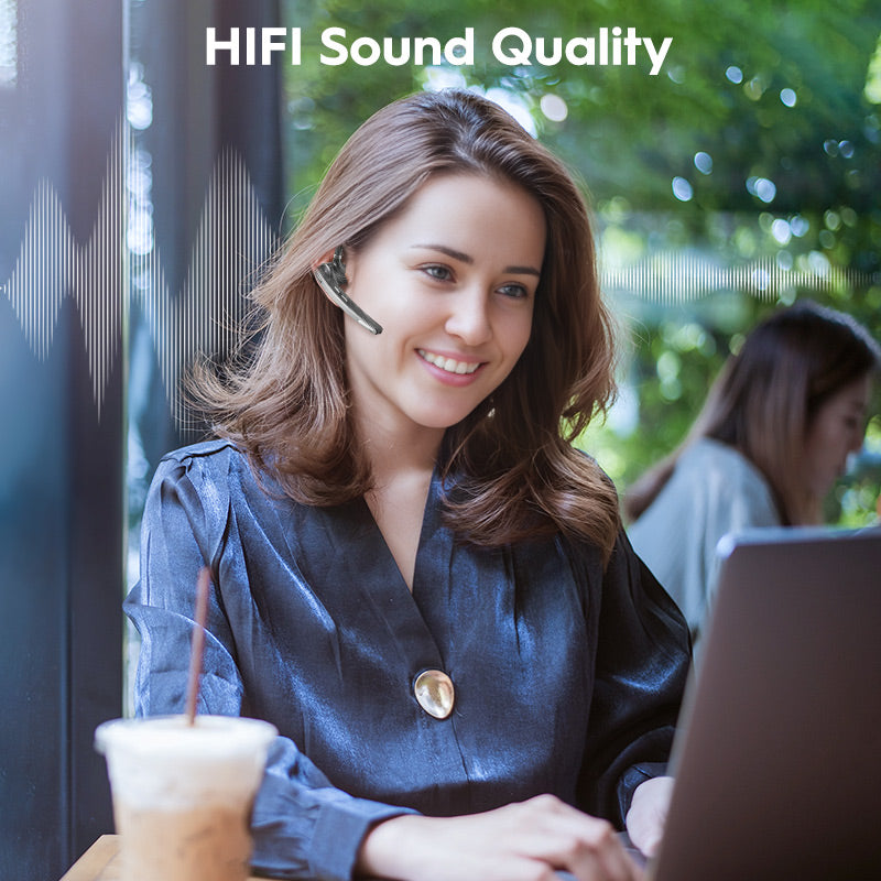 Bluetooth Headset, 72-Hour Talk Time Wireless Bluetooth Earpiece for Cellphone with 500mAh Charging Case, Bluetooth V5.1 Dual Mic Noise-Cancelling Hands-Free Earphones for Office and Driving-BT27-A-BK