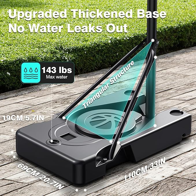 Basketball Hoop Outdoor, 10FT Adjustable Basketball Hoops Portable Basketball Goals with 45 Inch Shatterproof Backboard for Kids Teenagers Youth Adult