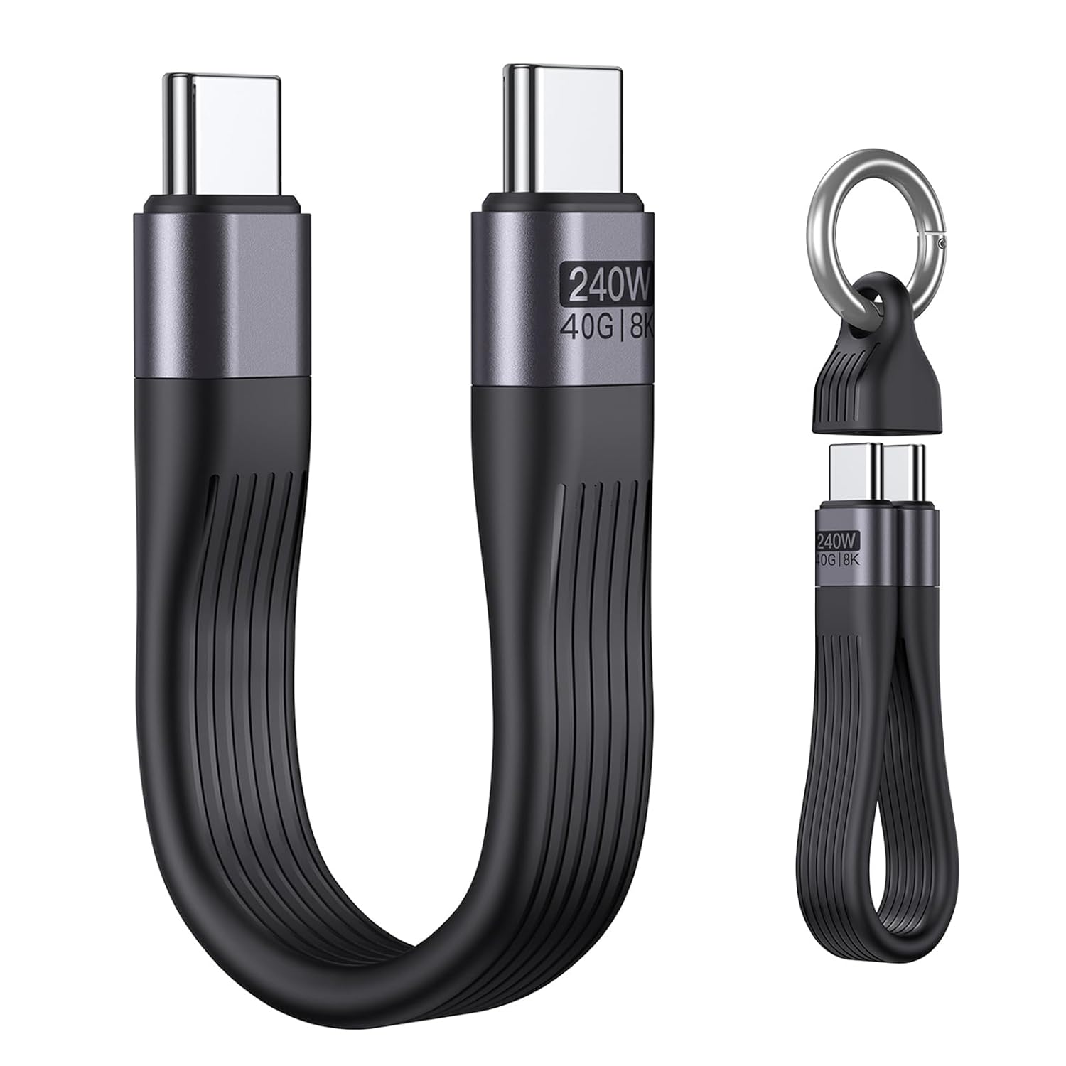 Mini Keychain USB 4 Cable,PD 3.1 240W(48V/5A) Fast Charging & 40Gbps Data Transfer Portable Type C Cord for Carabiner for Phone, Mobile Power,Laptop(13cm)