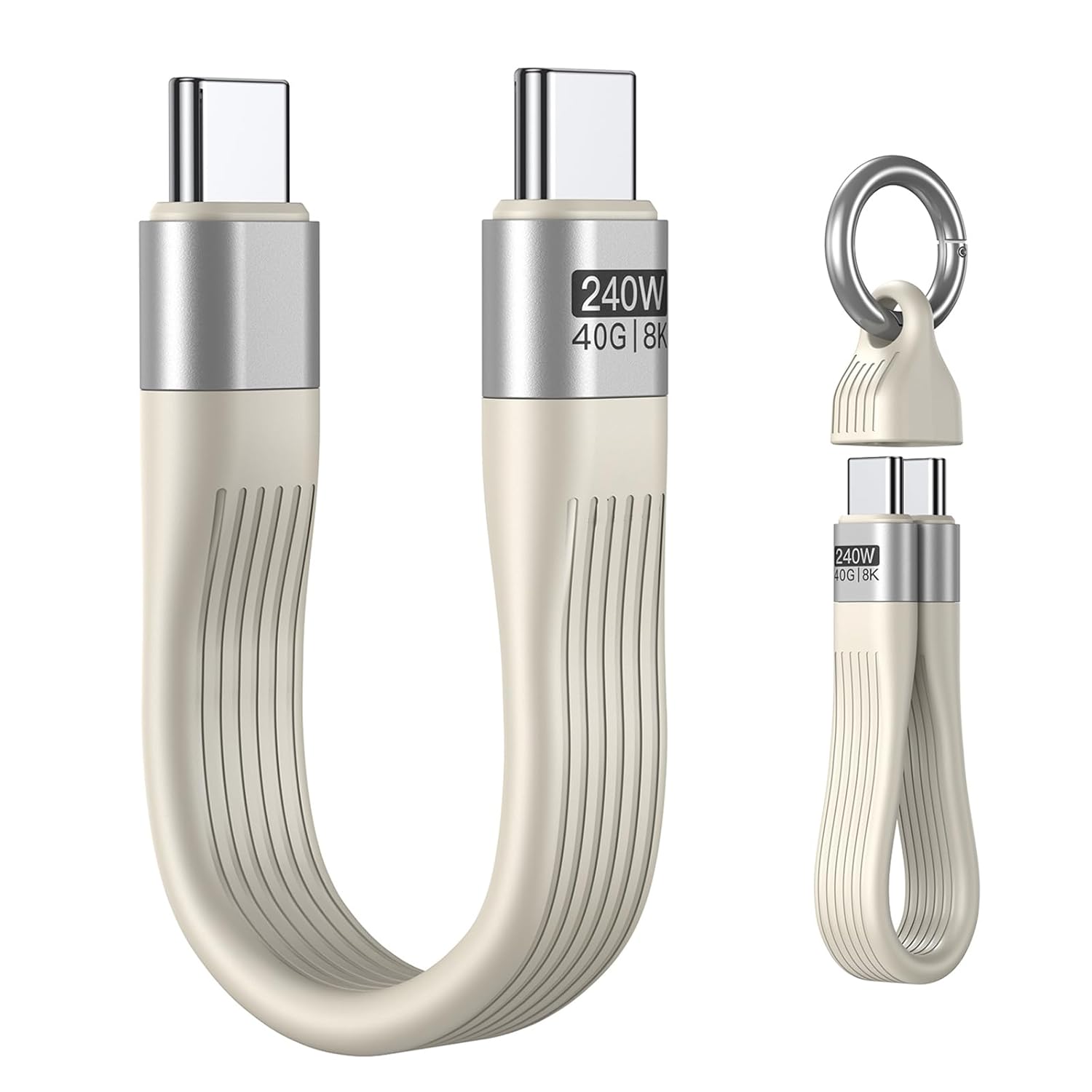 Mini Keychain USB 4 Cable,PD 3.1 240W(48V/5A) Fast Charging & 40Gbps Data Transfer Portable Type C Cord for Carabiner for Phone, Mobile Power,Laptop(13cm)