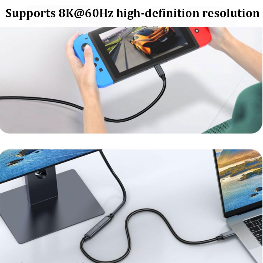 USB-C Extension Cable, 20Gbps USB Type C Male to Female Cable, PD240 Fast Charging,8K@60Hz Video Output for Tablets, USB Drives, Keyboards, Smartphones--CC0091-B