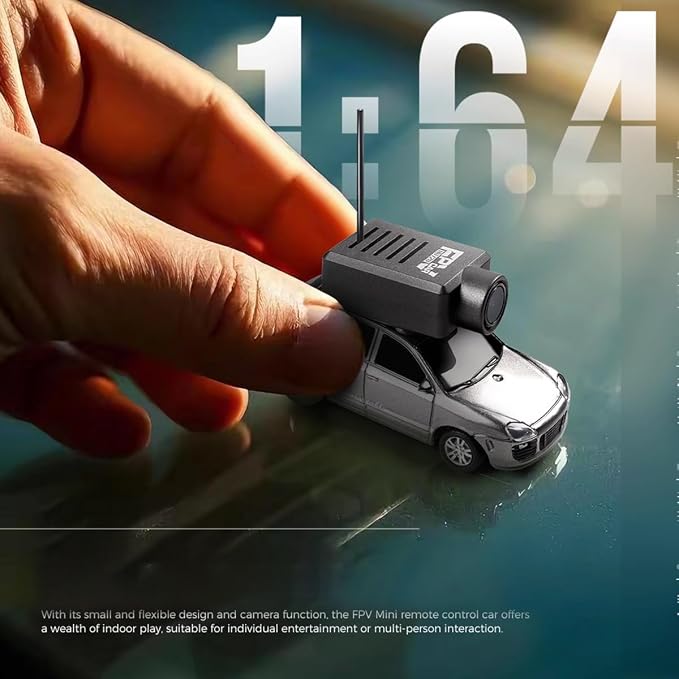 Mini RC Car with Camera, 1/64 Scale APP-Controlled Fully Proportional FPV Remote Control Racing Car with Gyro and Underbody Lighting