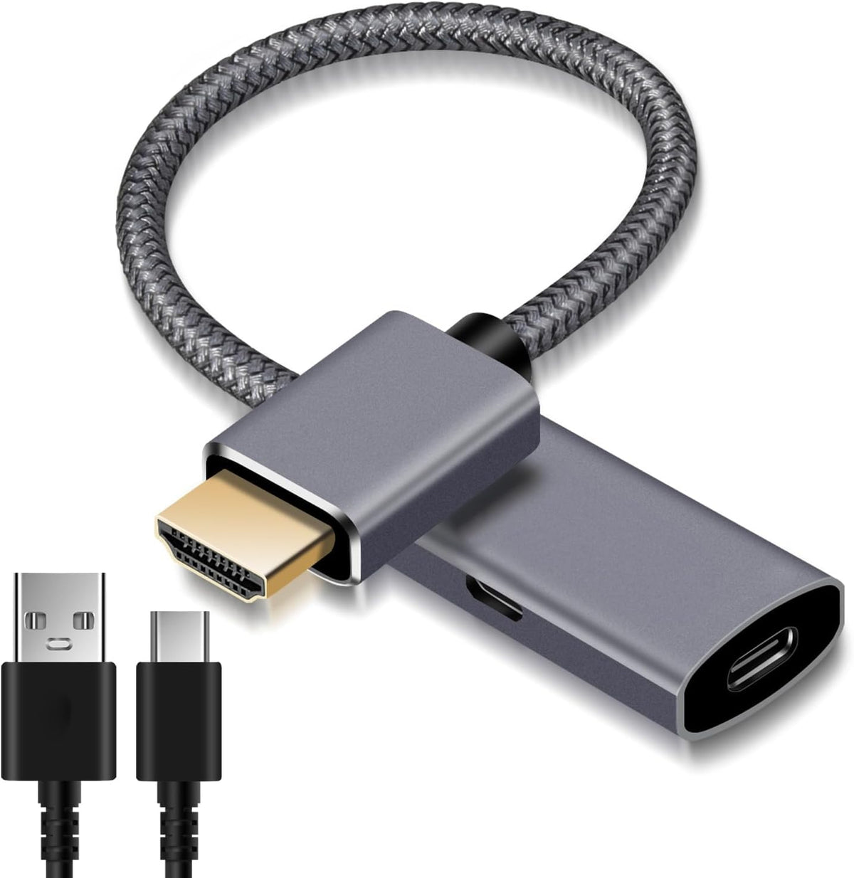 4K@60HZ HDMI Male to USB-C Female Cable Adapter with USB C Power Cable,Uni-Directional HDMI (source) to Type C 3.1 (display) Converter,4K 60Hz Thunderbolt 3 Adapter for MacBook Pro-UA30-B